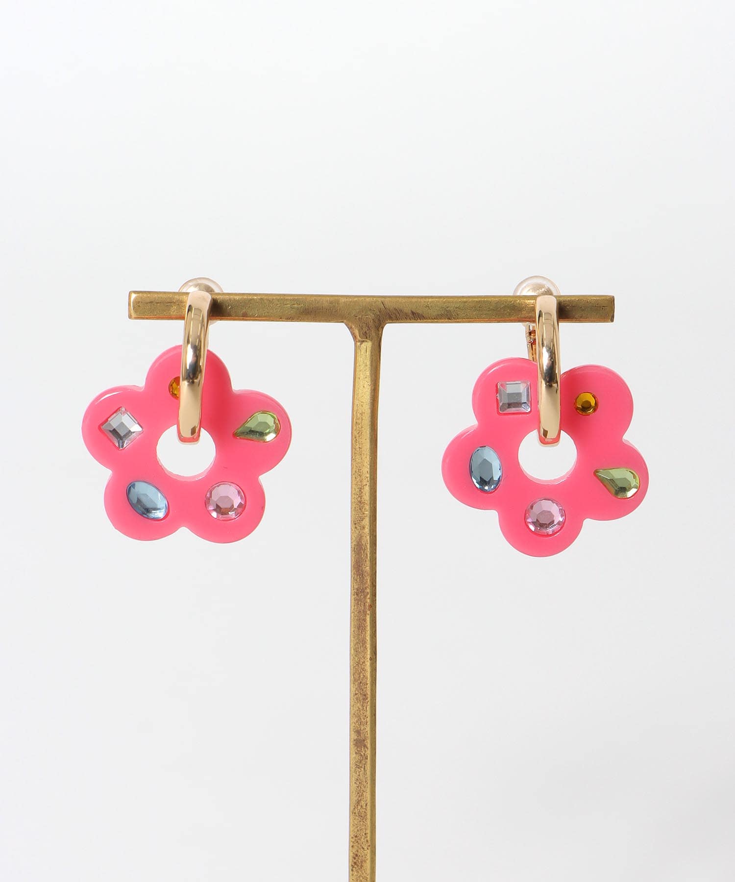 マルチビジュアクリルフラワーイヤリング