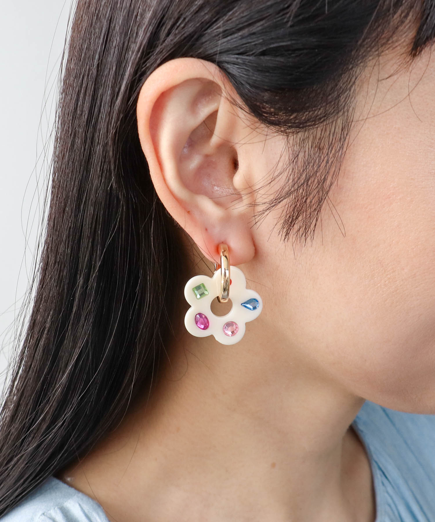 マルチビジュアクリルフラワーイヤリング