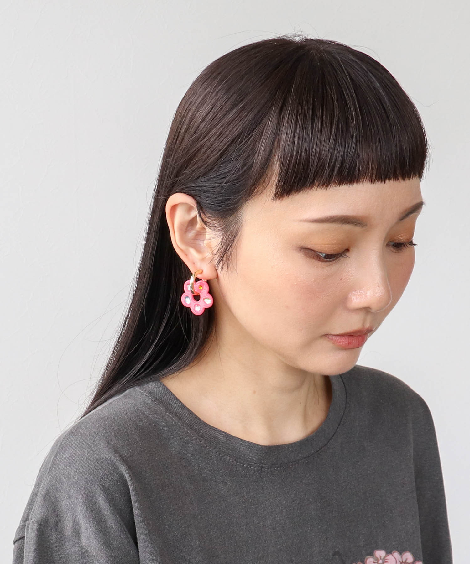 マルチビジュアクリルフラワーイヤリング