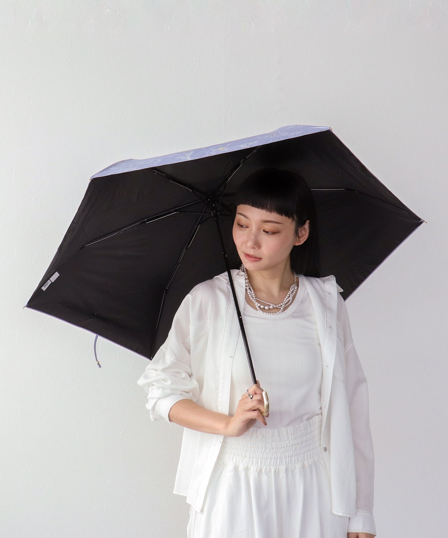 【Wpc.】≪晴雨兼用/遮光≫遮光フラワードローイング折傘