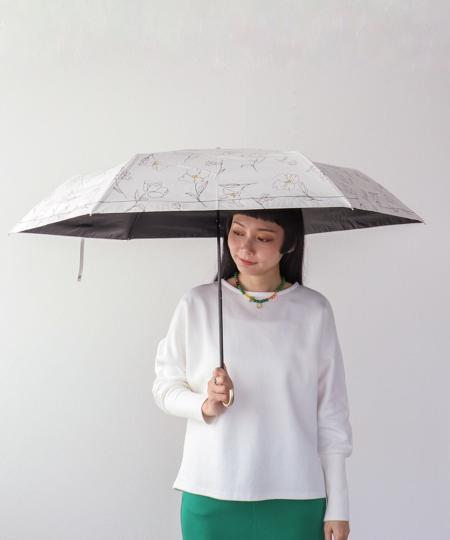 【Wpc.】≪晴雨兼用/遮光≫遮光フラワードローイング折傘
