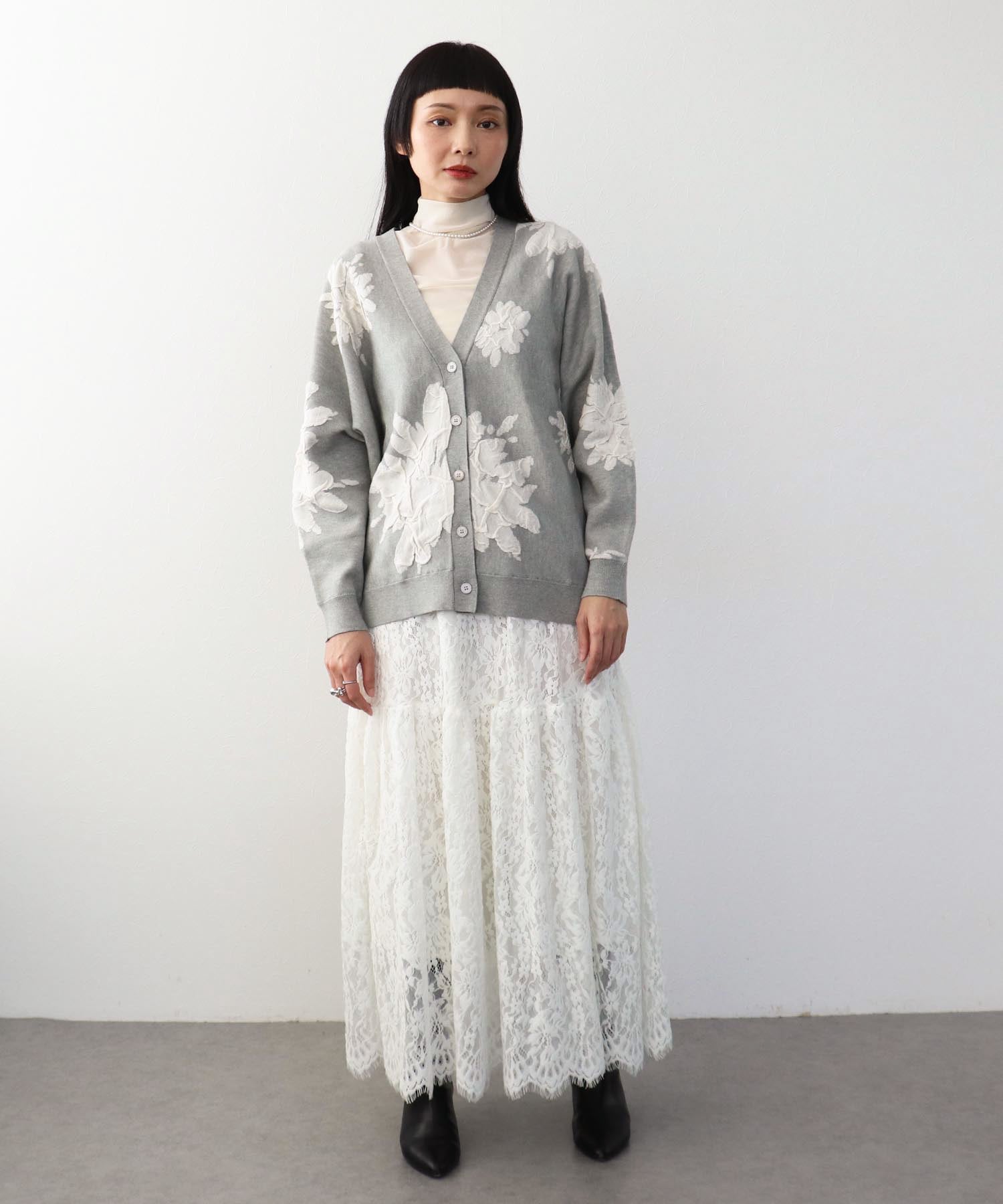 【NEWカラー登場】フラワージャガードドルマンカーディガン