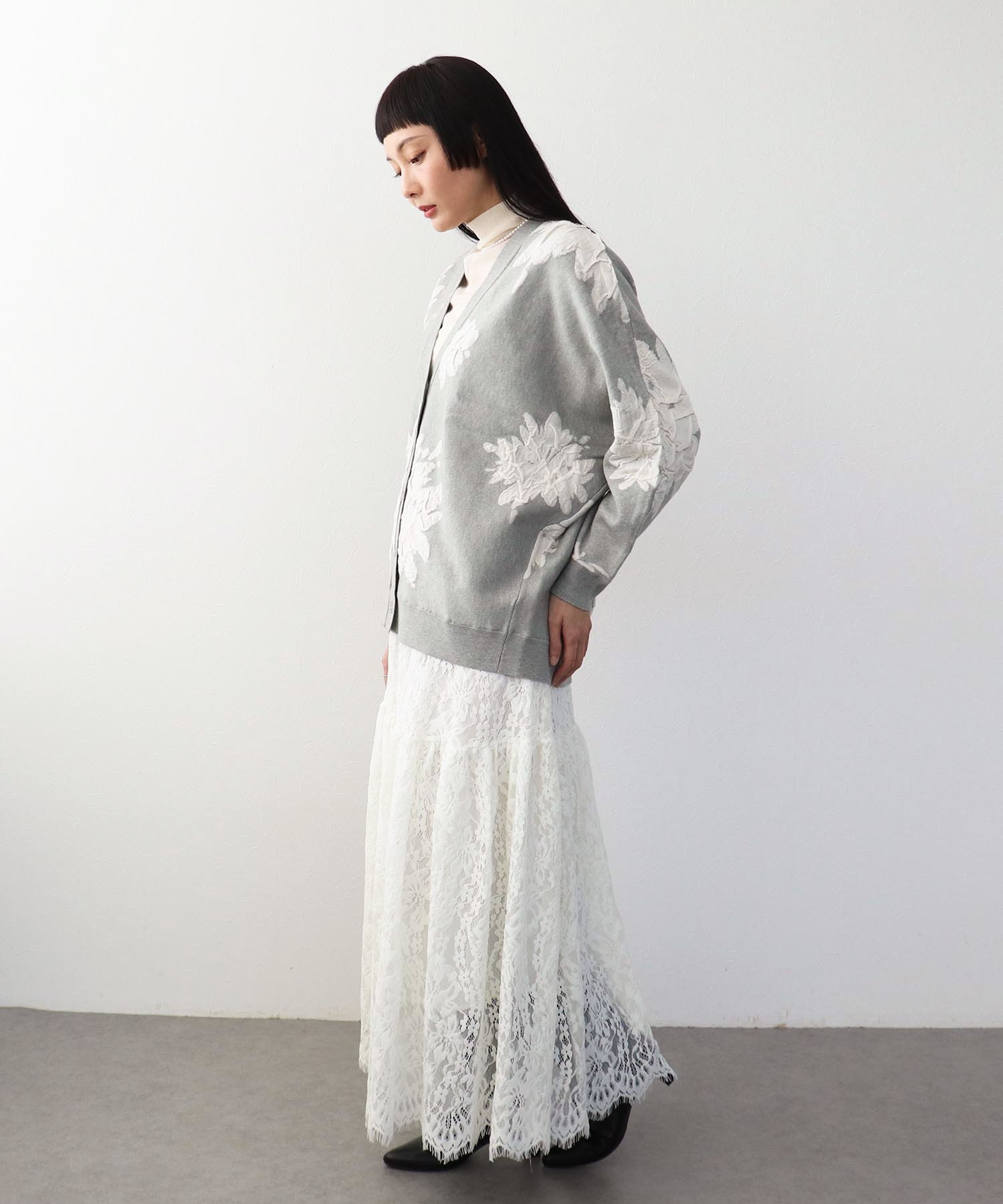 【NEWカラー登場】フラワージャガードドルマンカーディガン