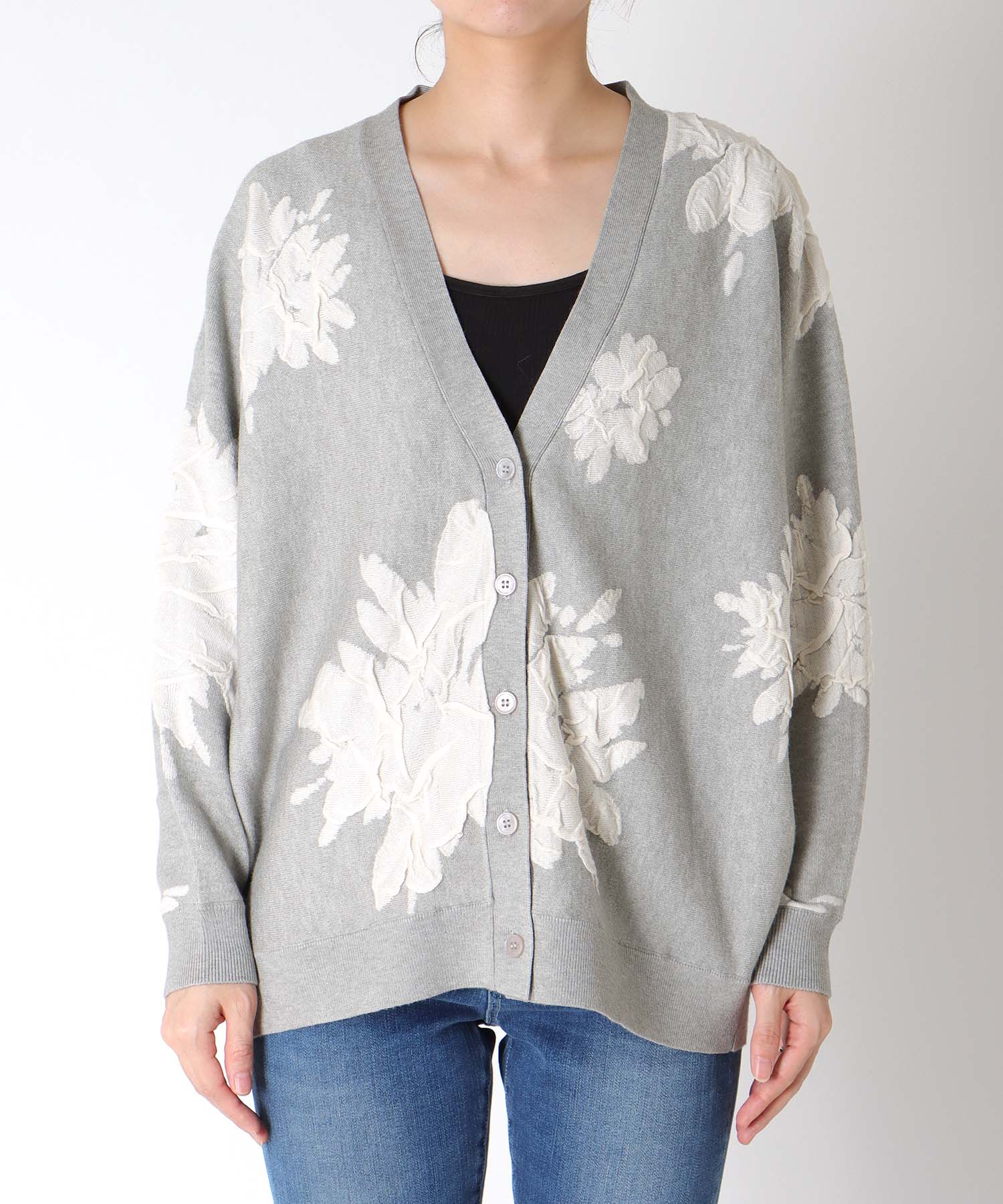 【NEWカラー登場】フラワージャガードドルマンカーディガン