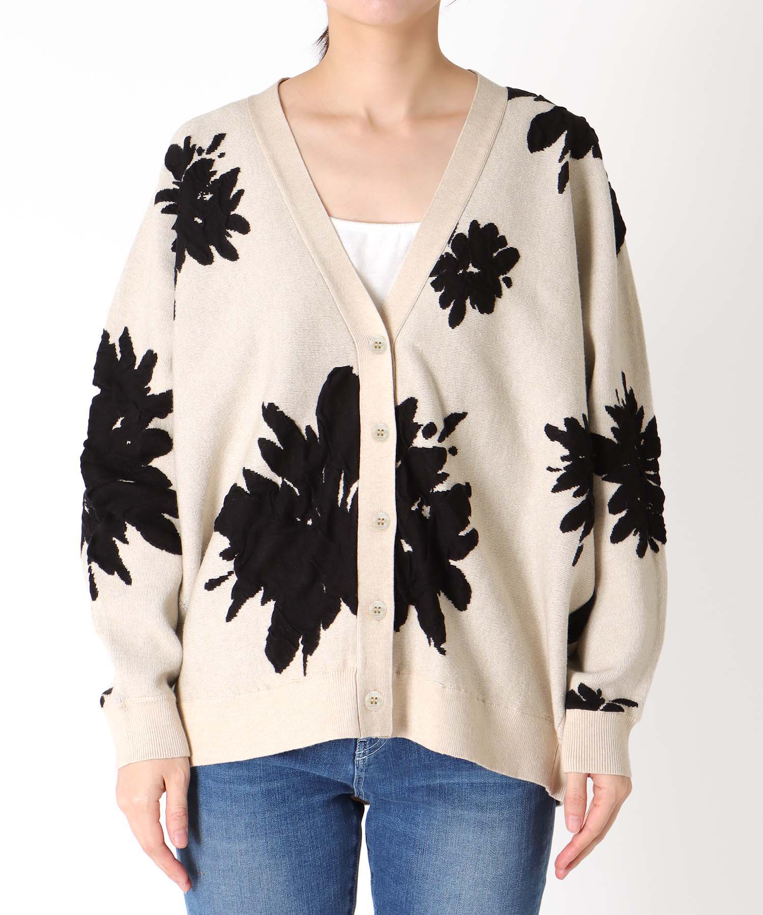 【NEWカラー登場】フラワージャガードドルマンカーディガン