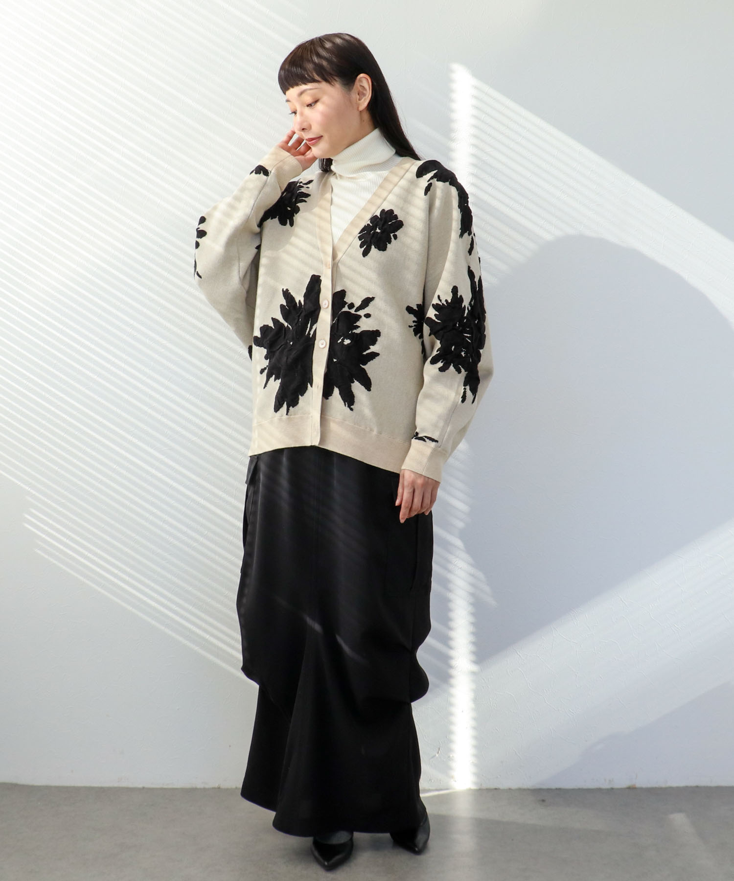 【NEWカラー登場】フラワージャガードドルマンカーディガン