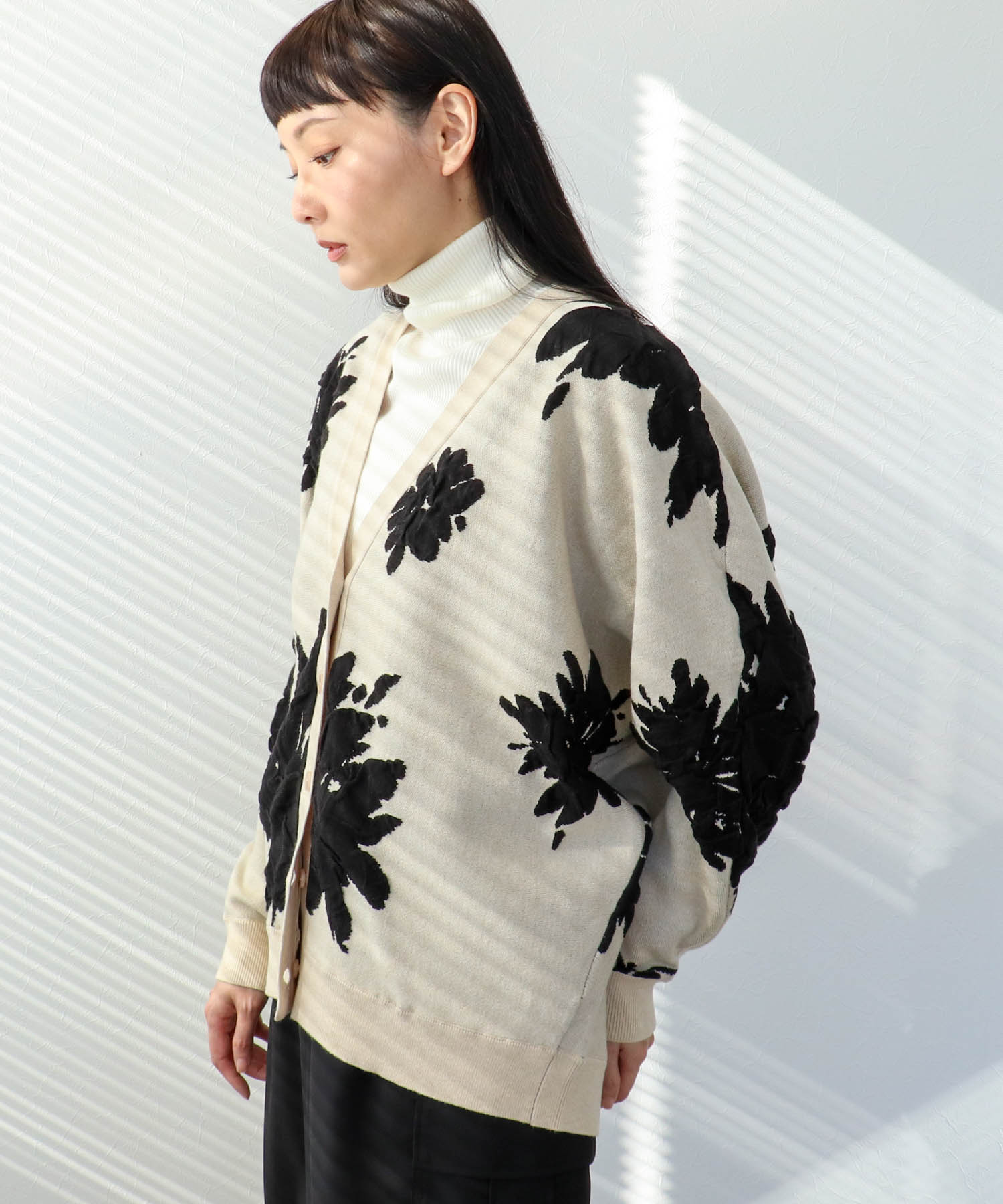 【NEWカラー登場】フラワージャガードドルマンカーディガン