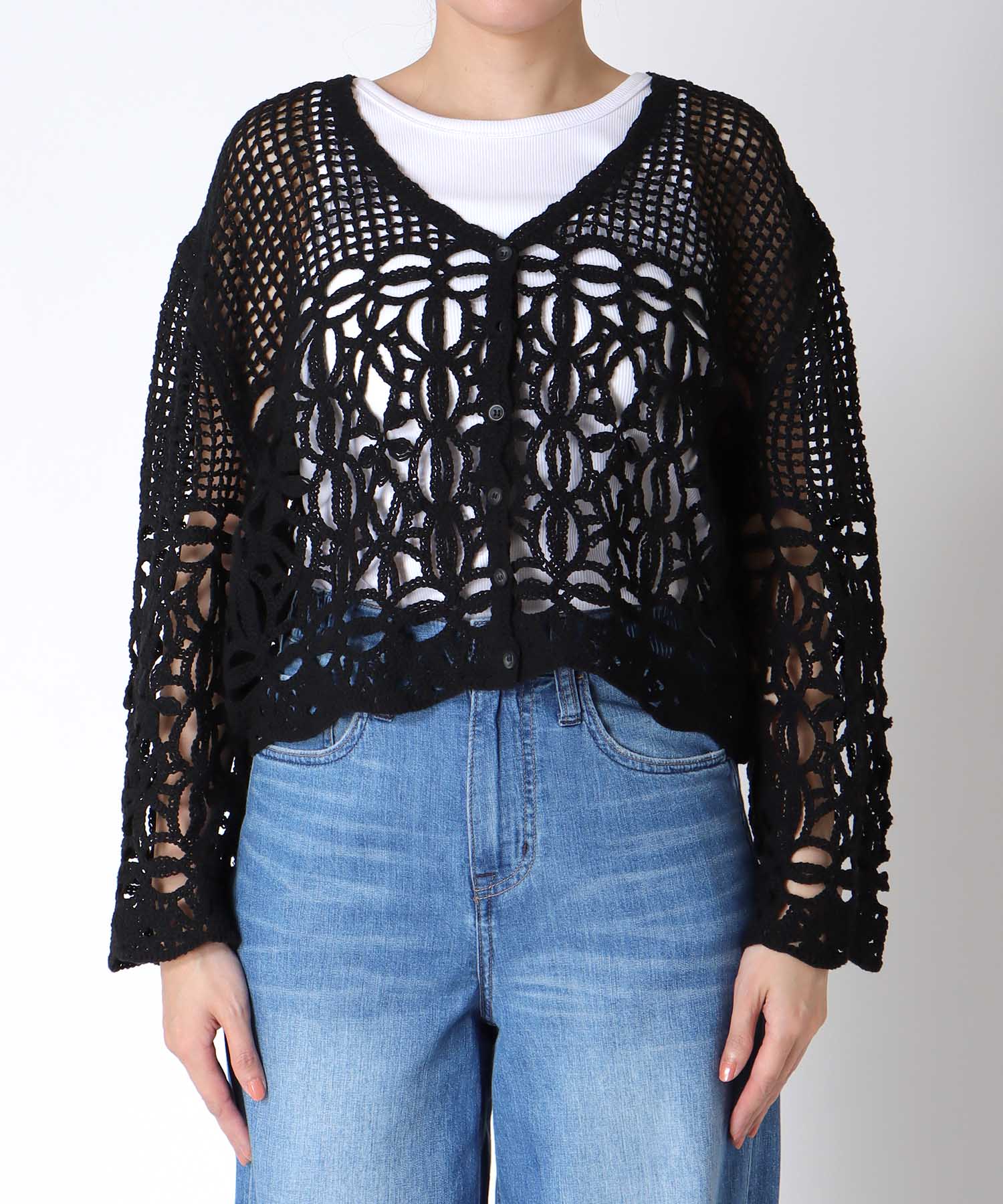 ≪4/16(木)予約開始≫クロシェMIX編みカーディガン