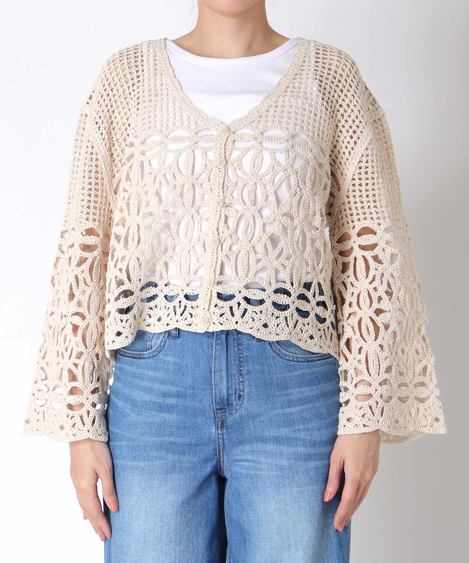 ≪4/16(木)予約開始≫クロシェMIX編みカーディガン