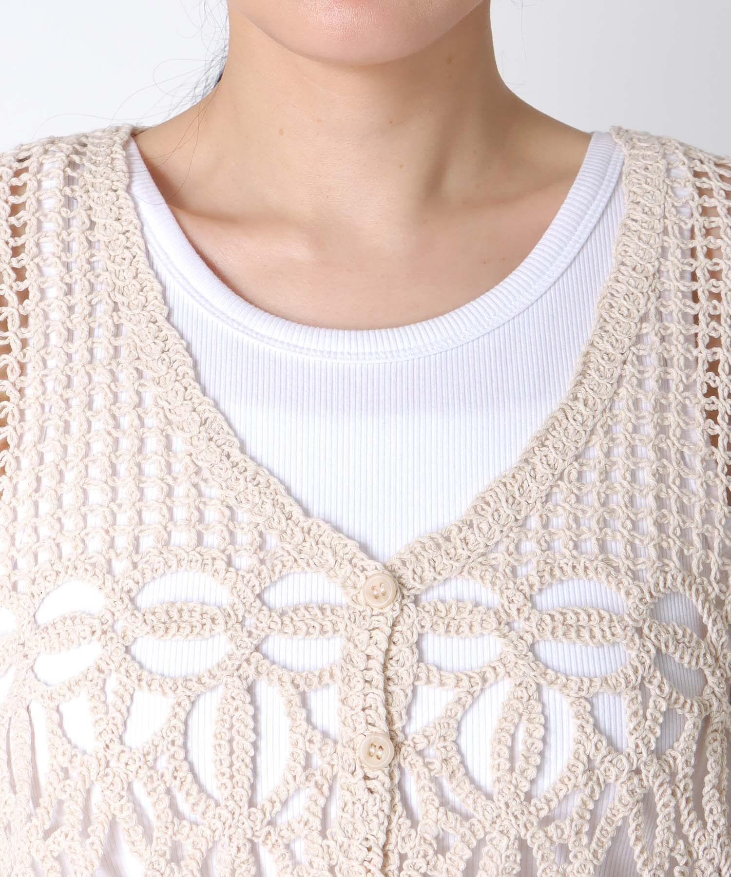 ≪4/16(木)予約開始≫クロシェMIX編みカーディガン