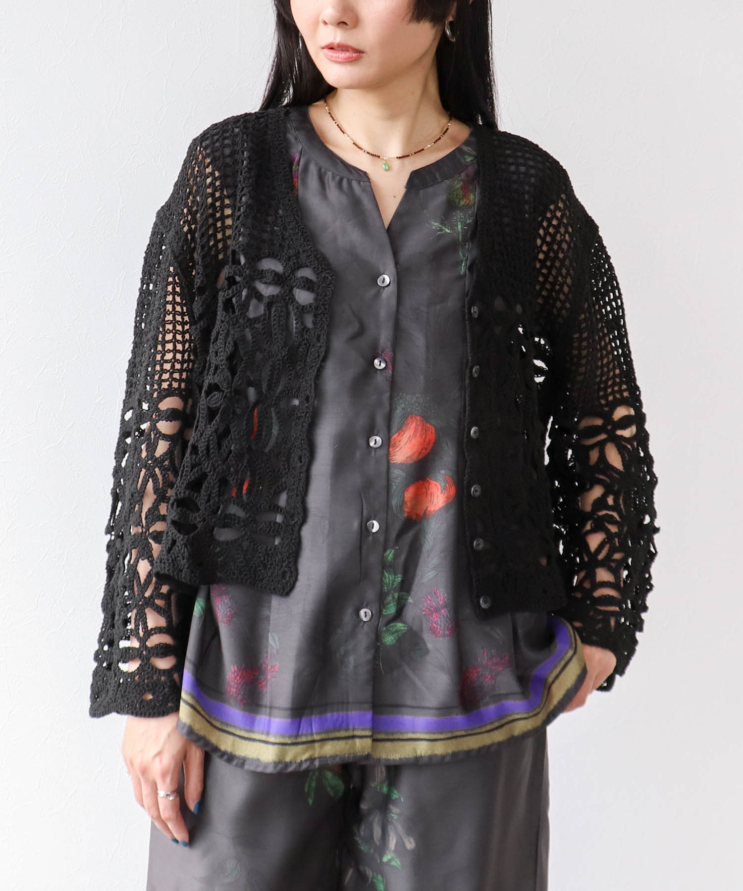 ≪4/16(木)予約開始≫クロシェMIX編みカーディガン