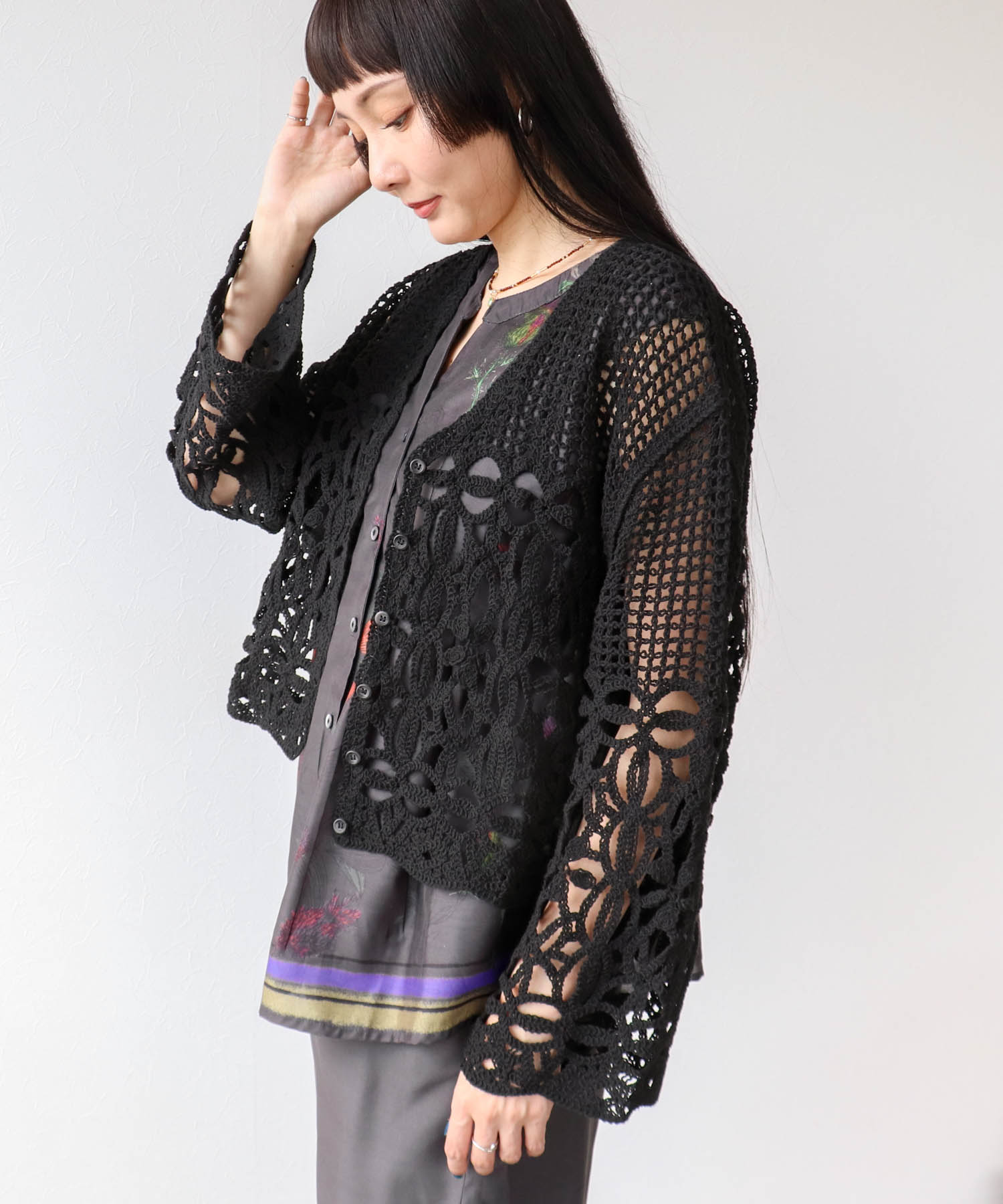 ≪4/16(木)予約開始≫クロシェMIX編みカーディガン