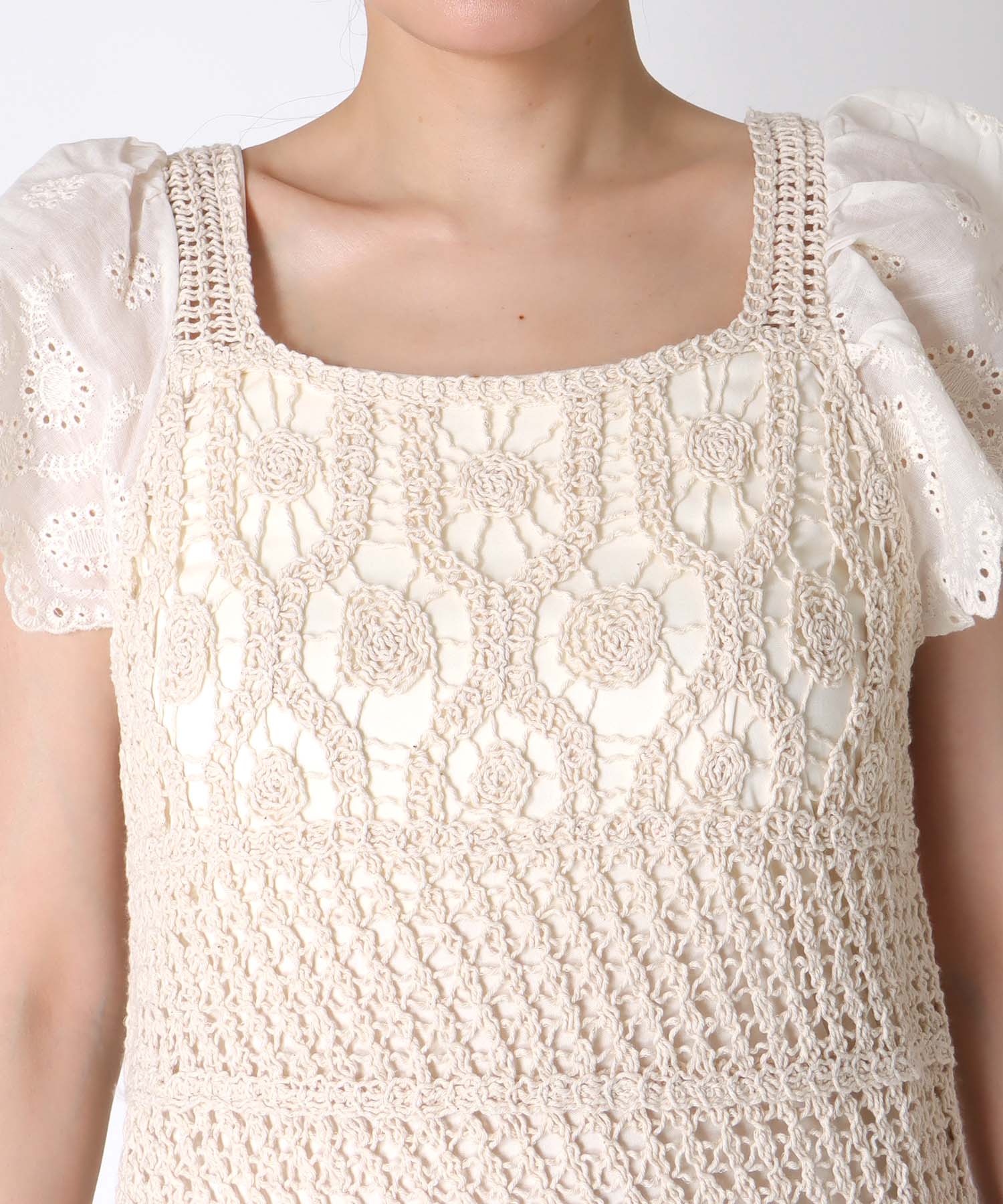 ≪4/16(木)予約開始≫ドッキングスリーブクロシェワンピース