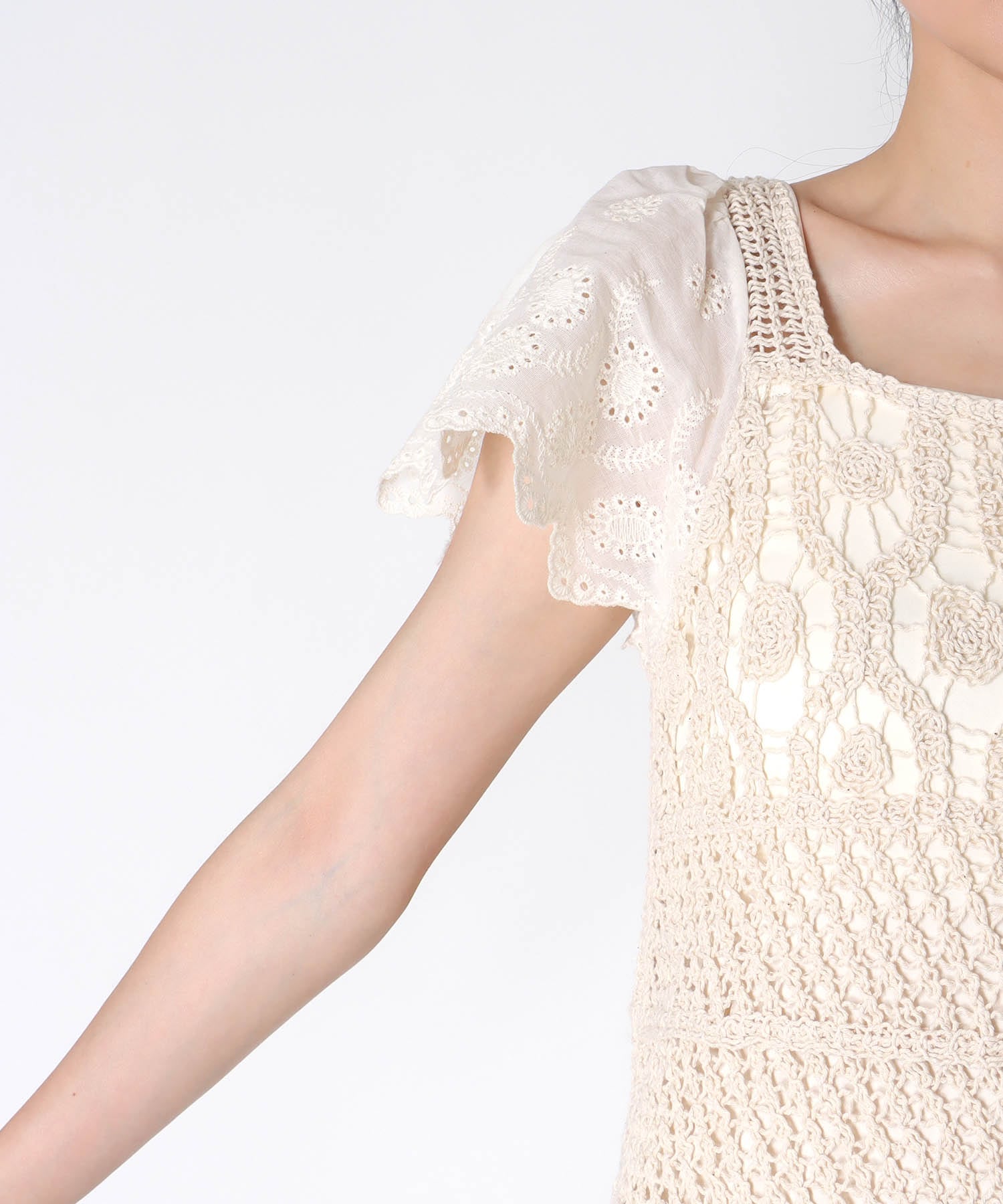 ≪4/16(木)予約開始≫ドッキングスリーブクロシェワンピース