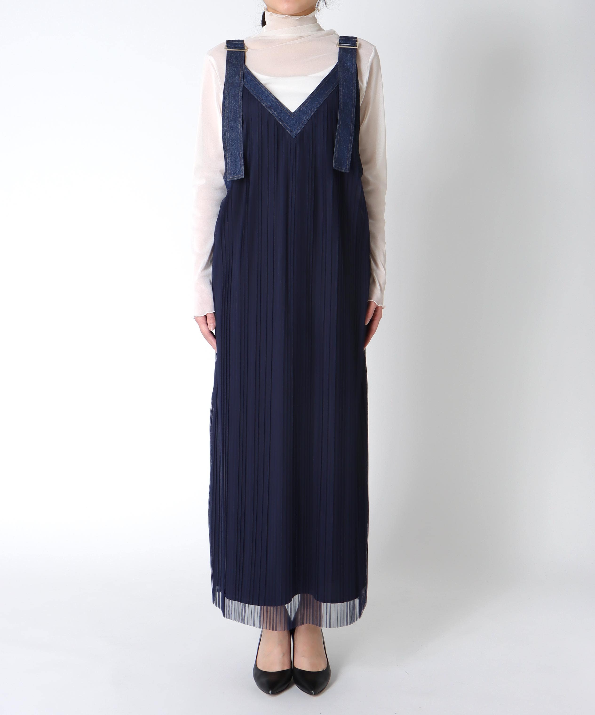 チュールプリーツ前後2WAYジャンスカ