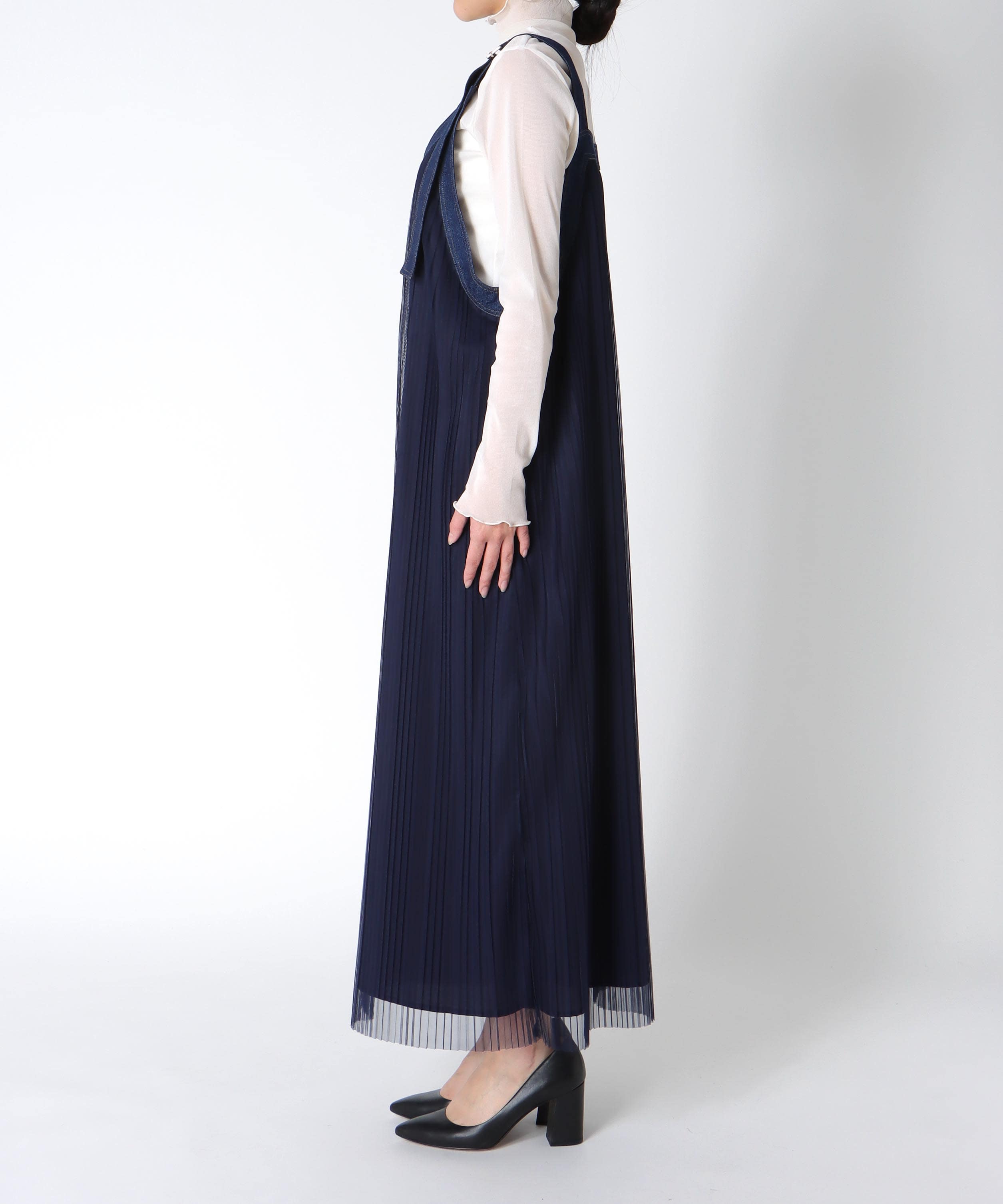 チュールプリーツ前後2WAYジャンスカ