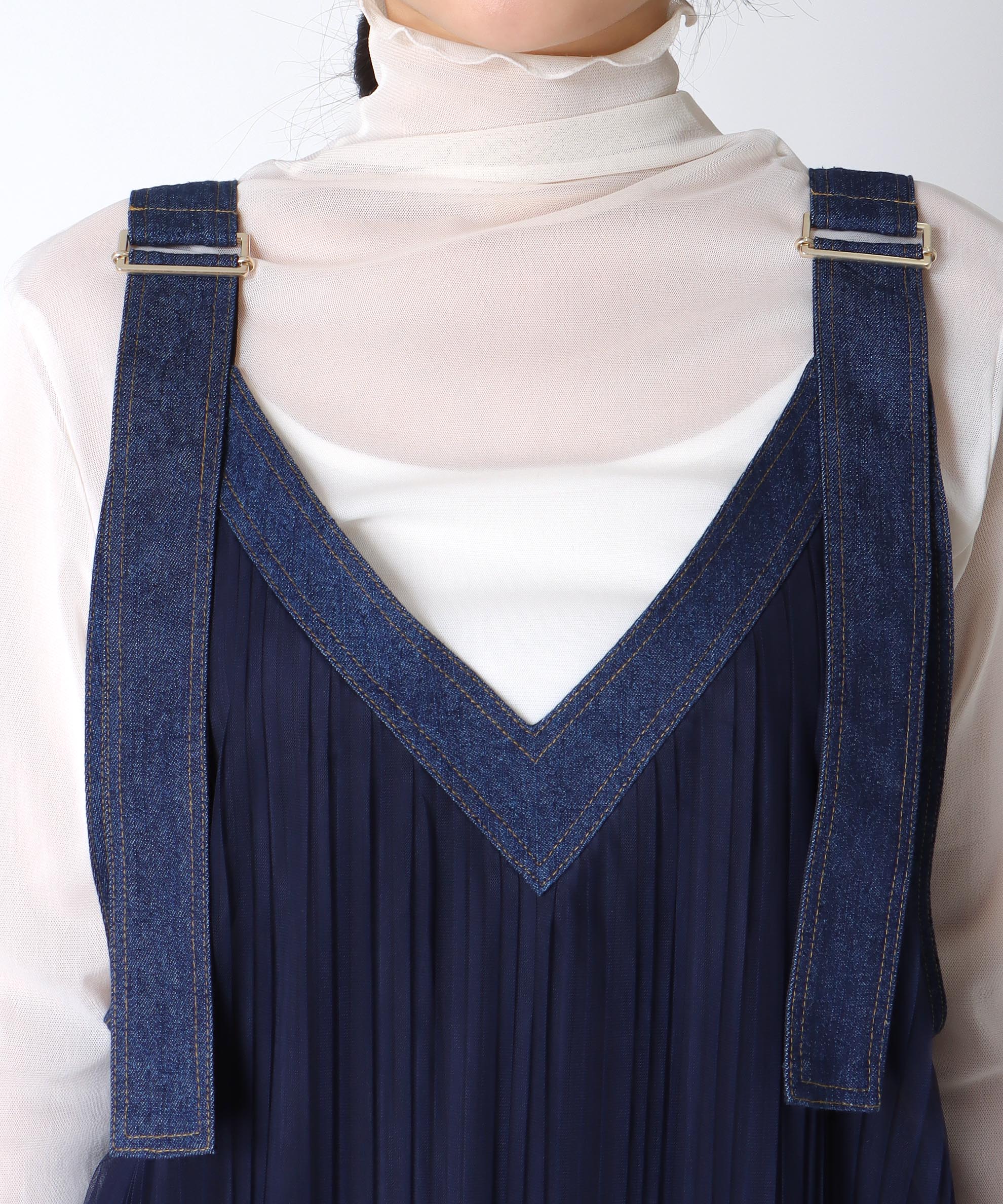 チュールプリーツ前後2WAYジャンスカ