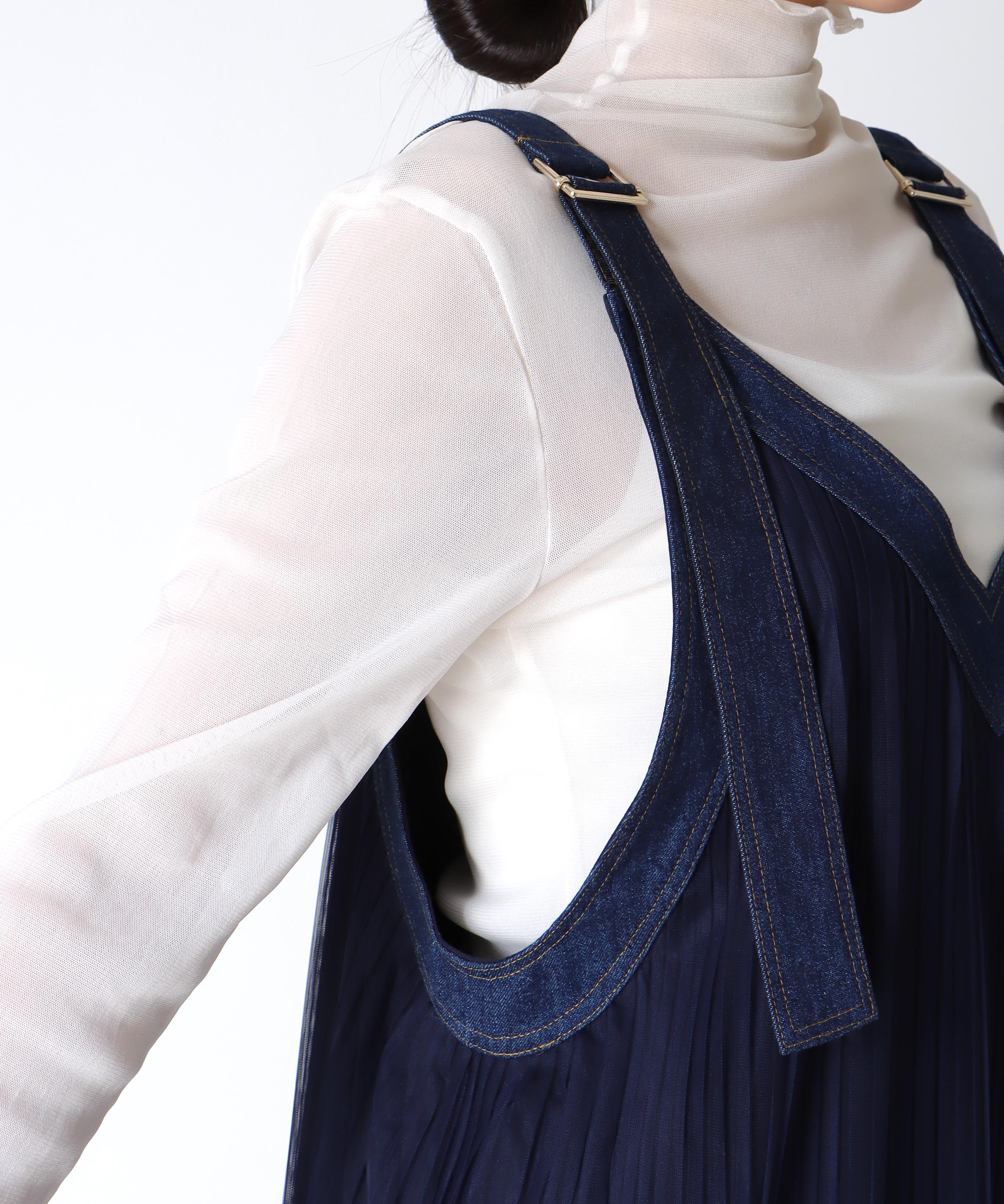 チュールプリーツ前後2WAYジャンスカ