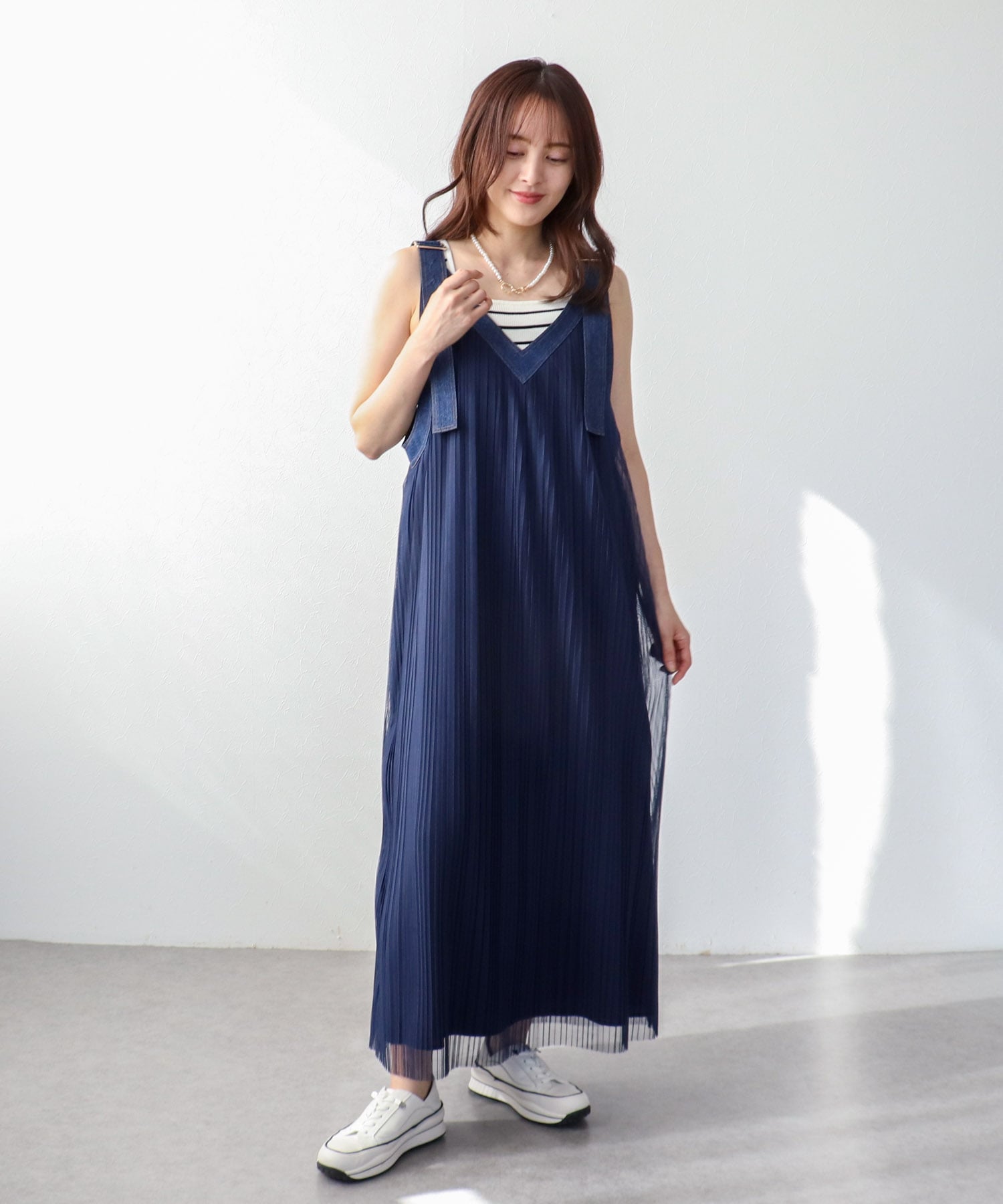 チュールプリーツ前後2WAYジャンスカ