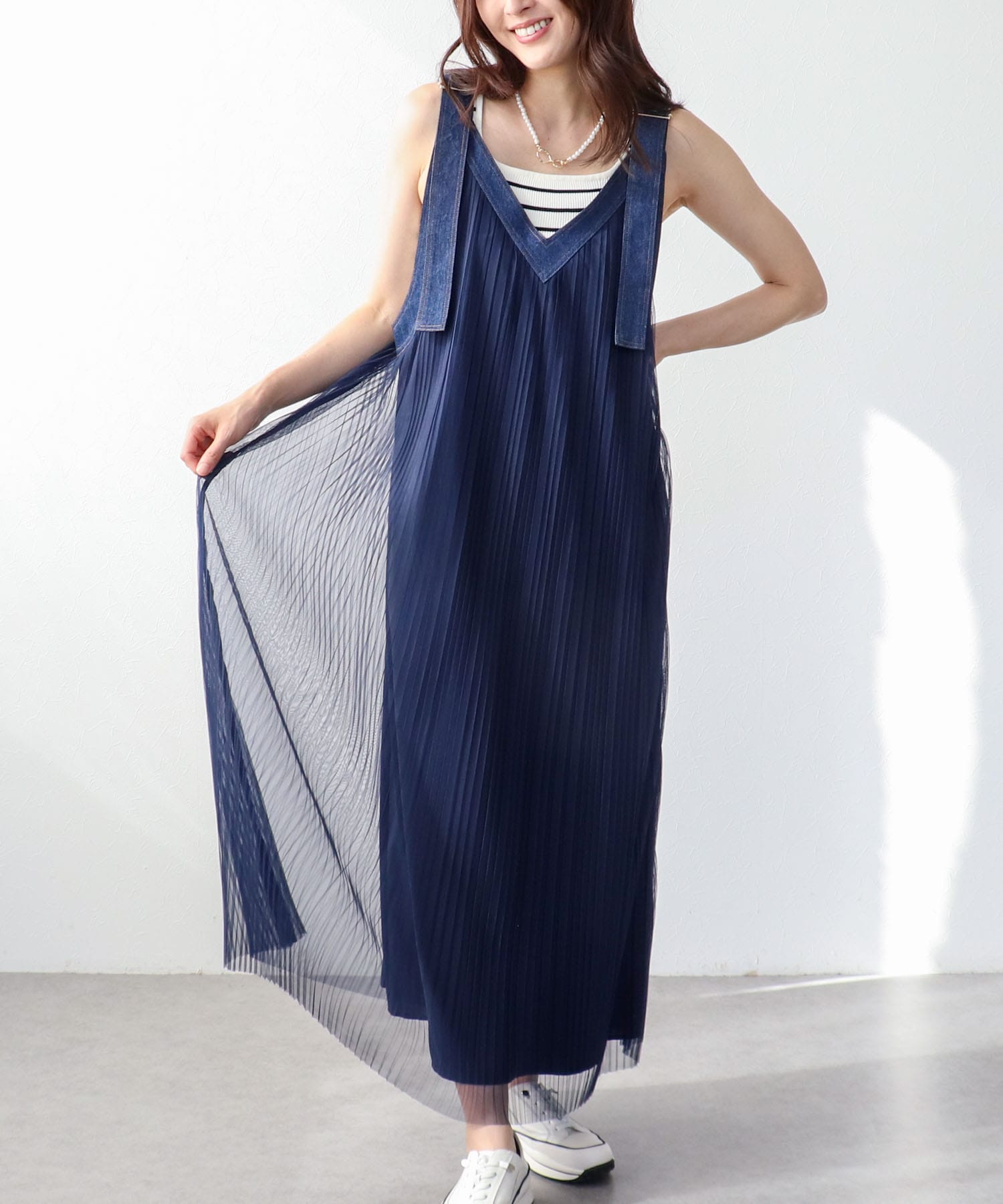 チュールプリーツ前後2WAYジャンスカ