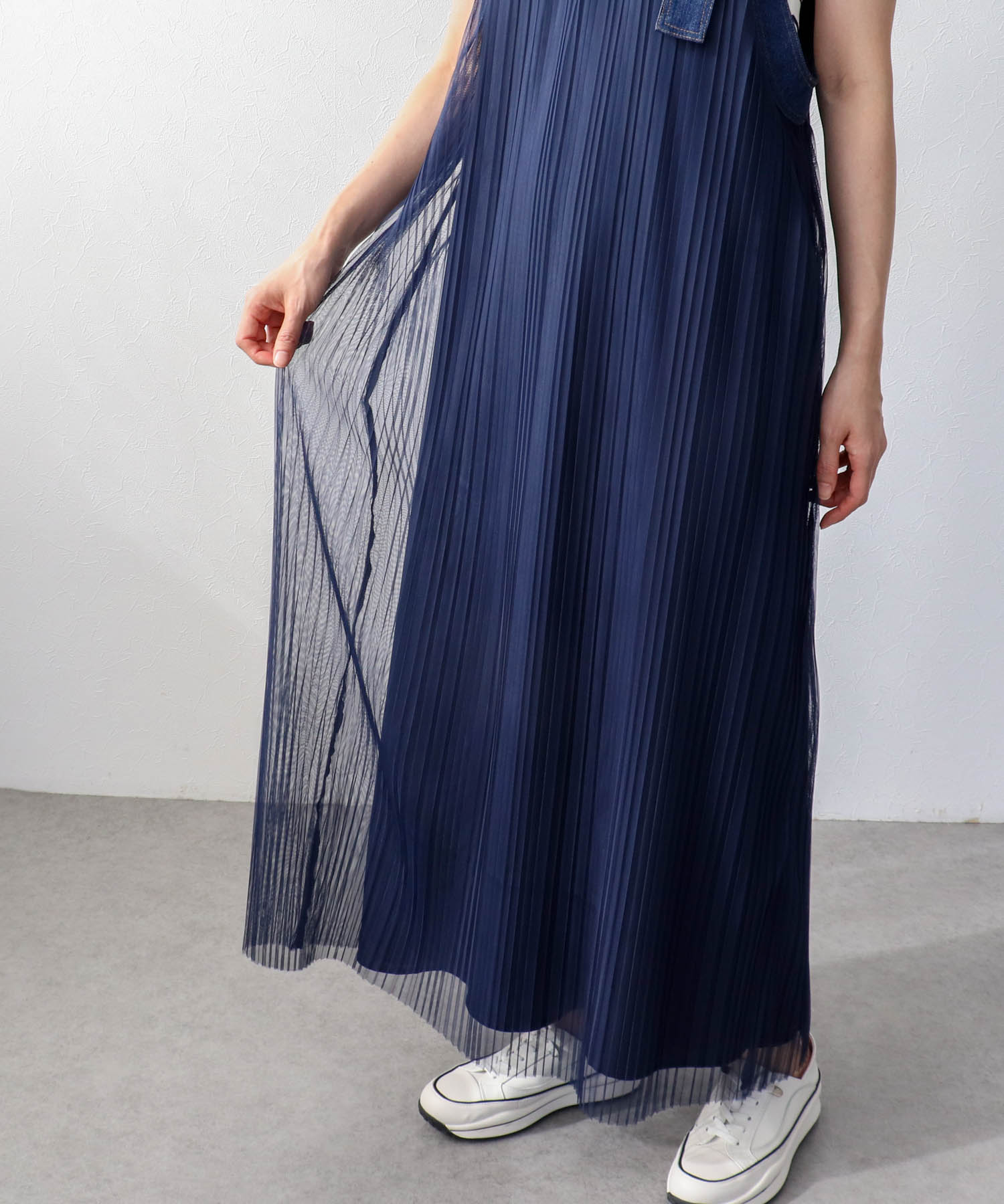 チュールプリーツ前後2WAYジャンスカ