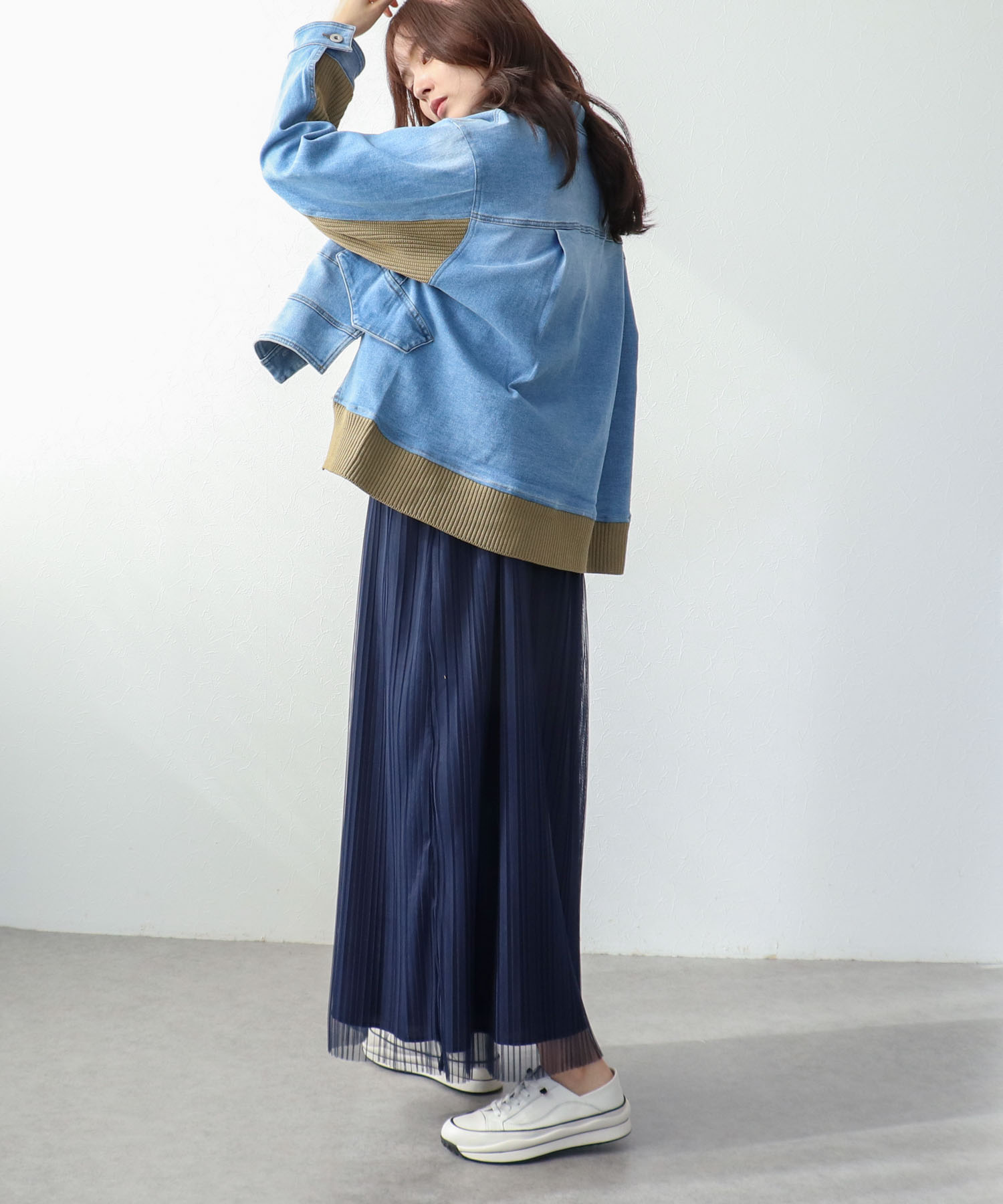 チュールプリーツ前後2WAYジャンスカ