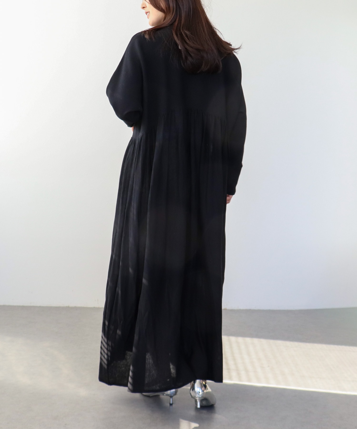 ギャザーニットワンピース