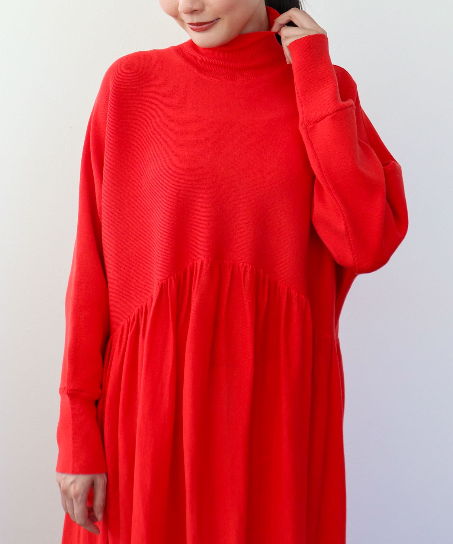 ギャザーニットワンピース