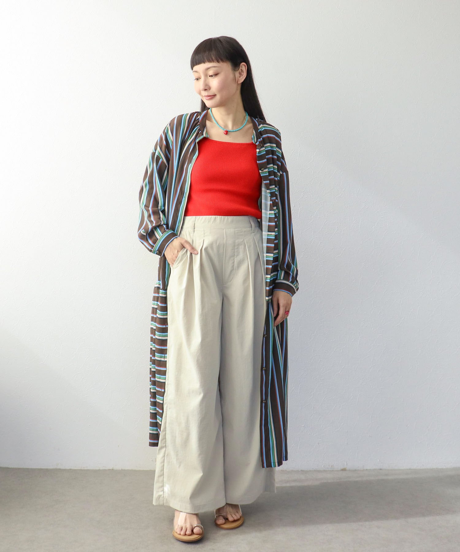 【UVカット】ストレッチテックチノワイドパンツ