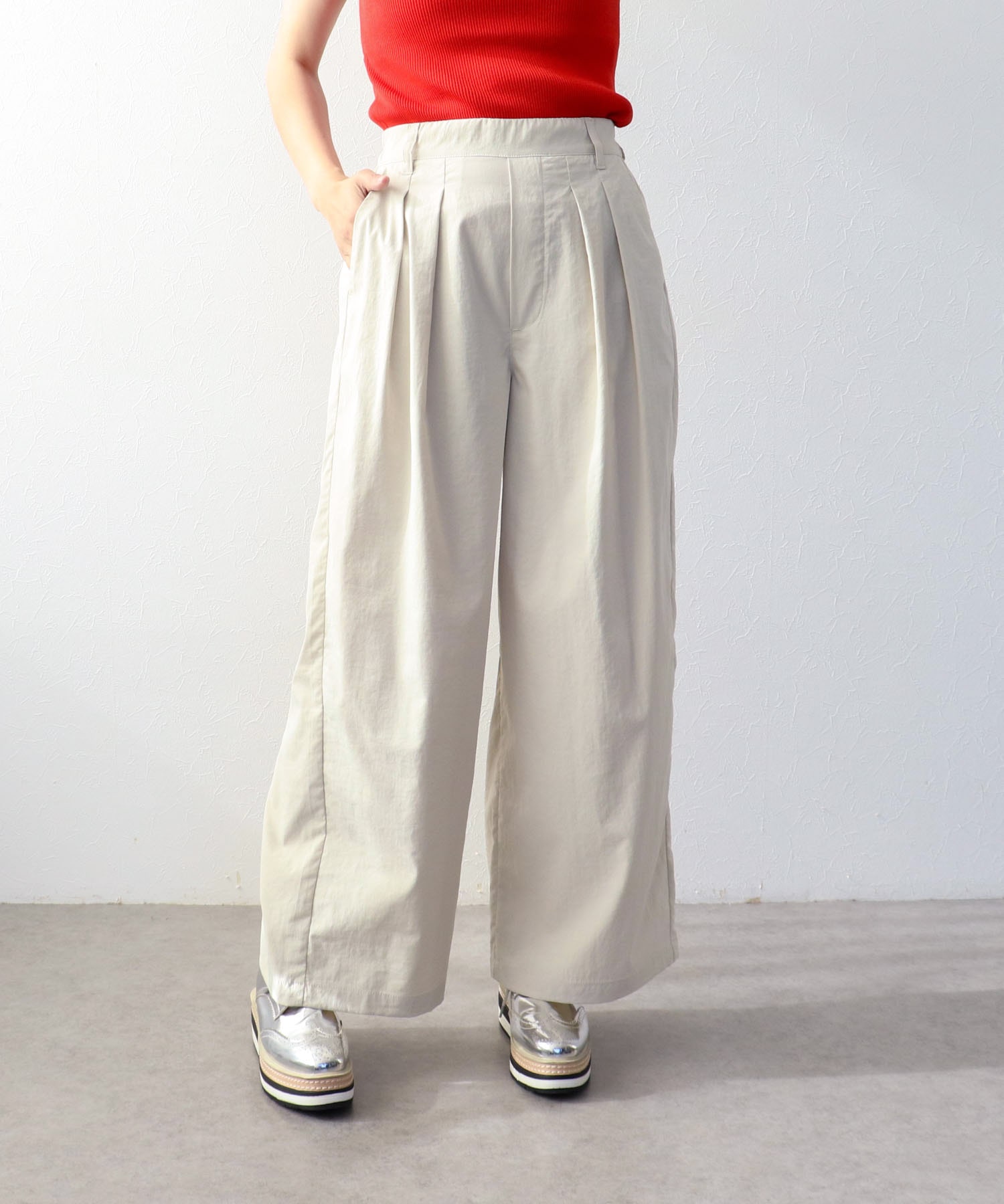 【UVカット】ストレッチテックチノワイドパンツ