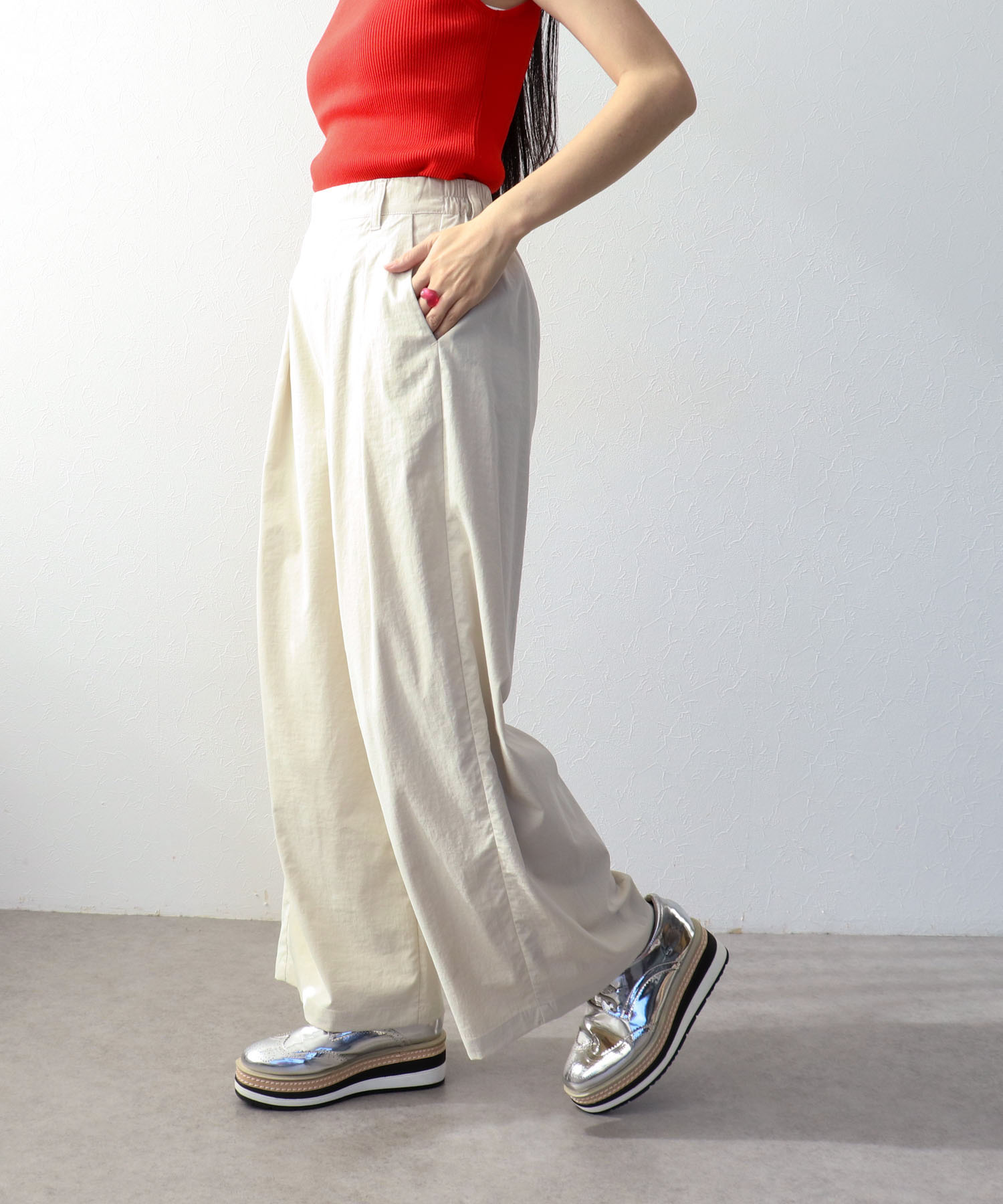 【UVカット】ストレッチテックチノワイドパンツ