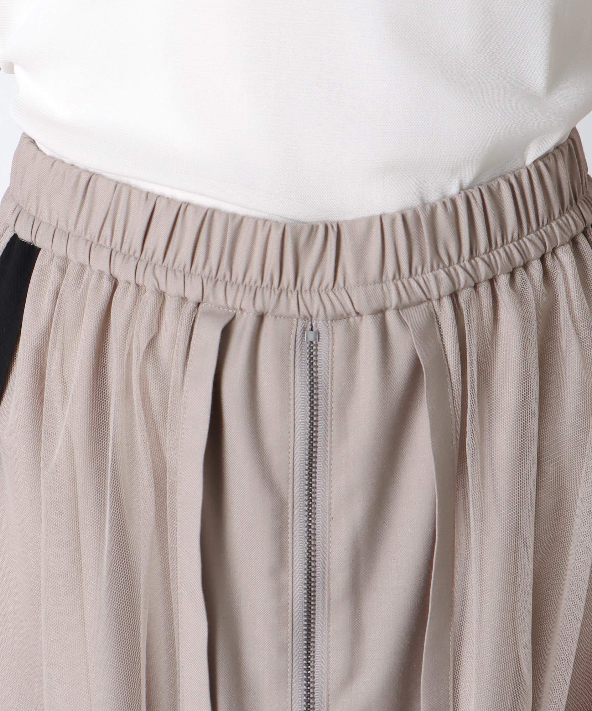 チュールドッキングフロントZIPパンツ