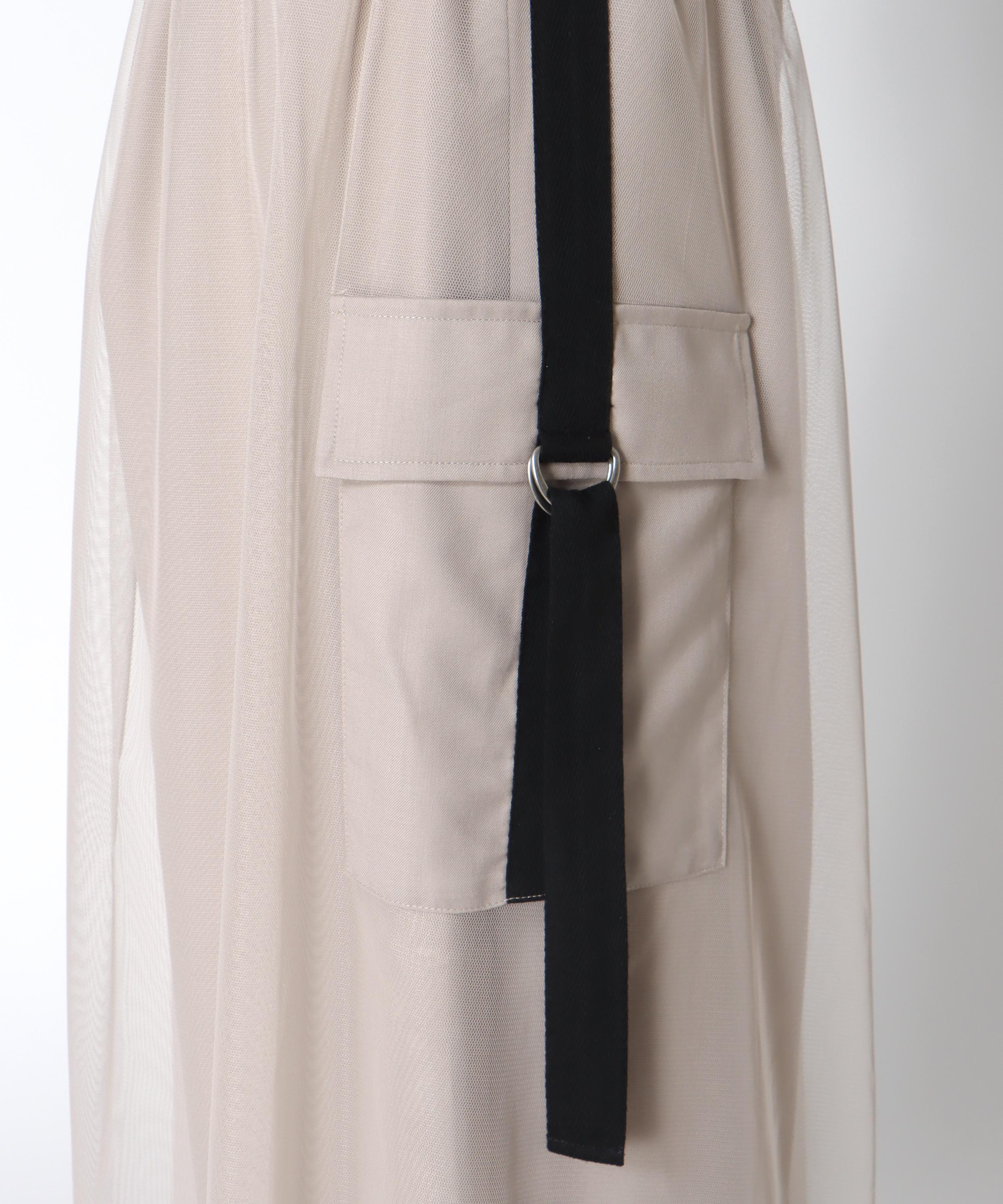 チュールドッキングフロントZIPパンツ