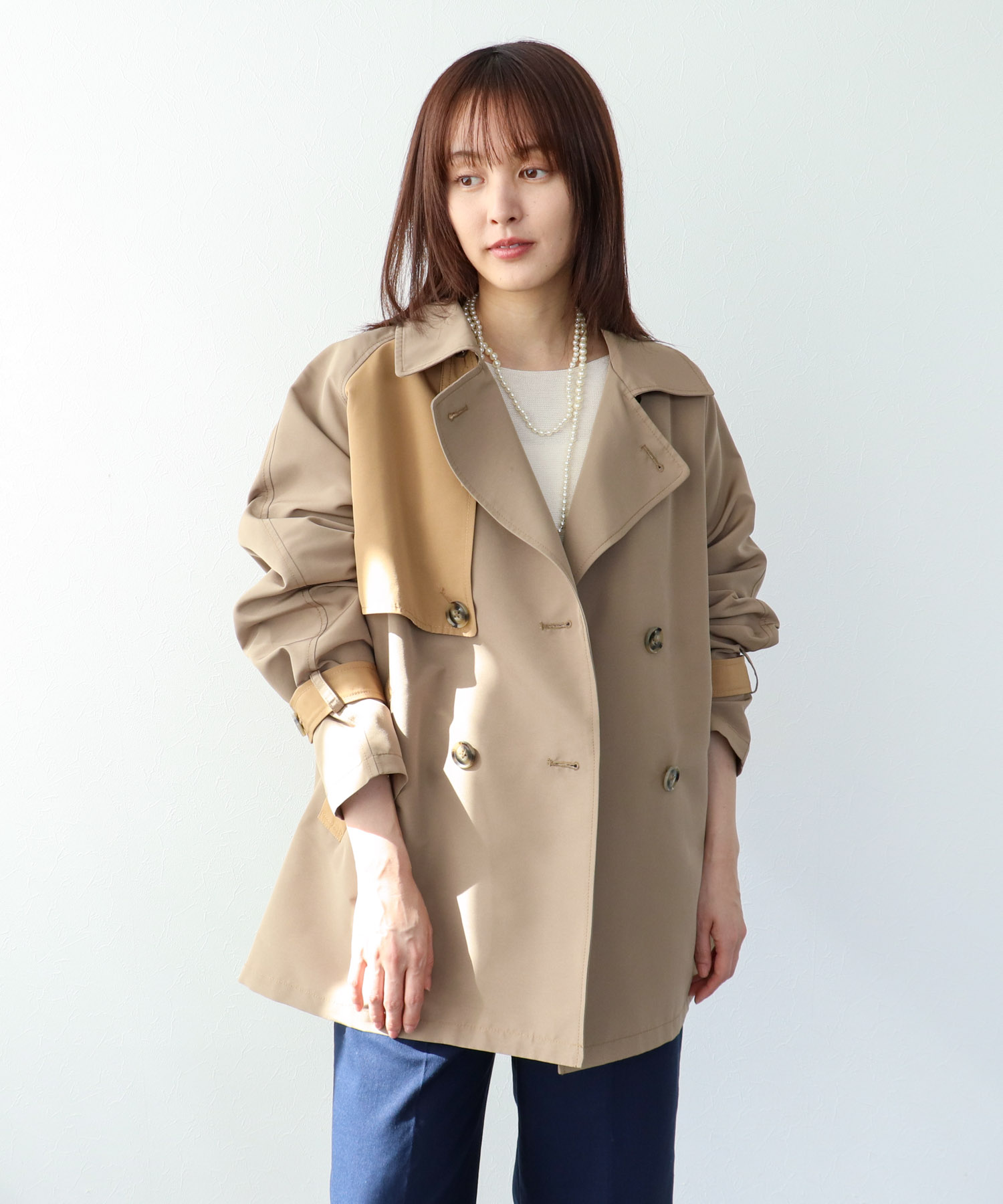 【2/26(木)12時予約開始】バイカラーショートトレンチコート