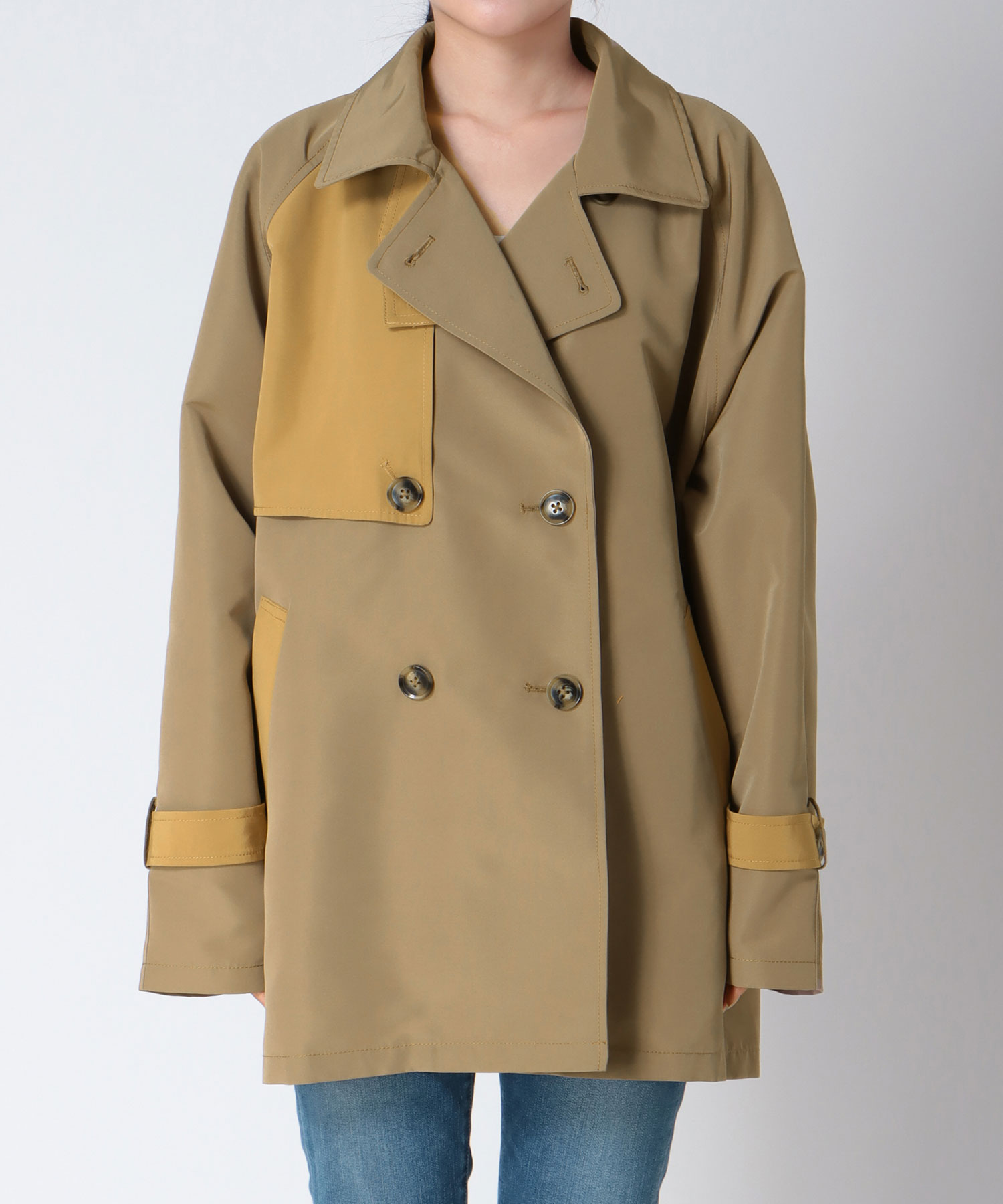 【2/26(木)12時予約開始】バイカラーショートトレンチコート