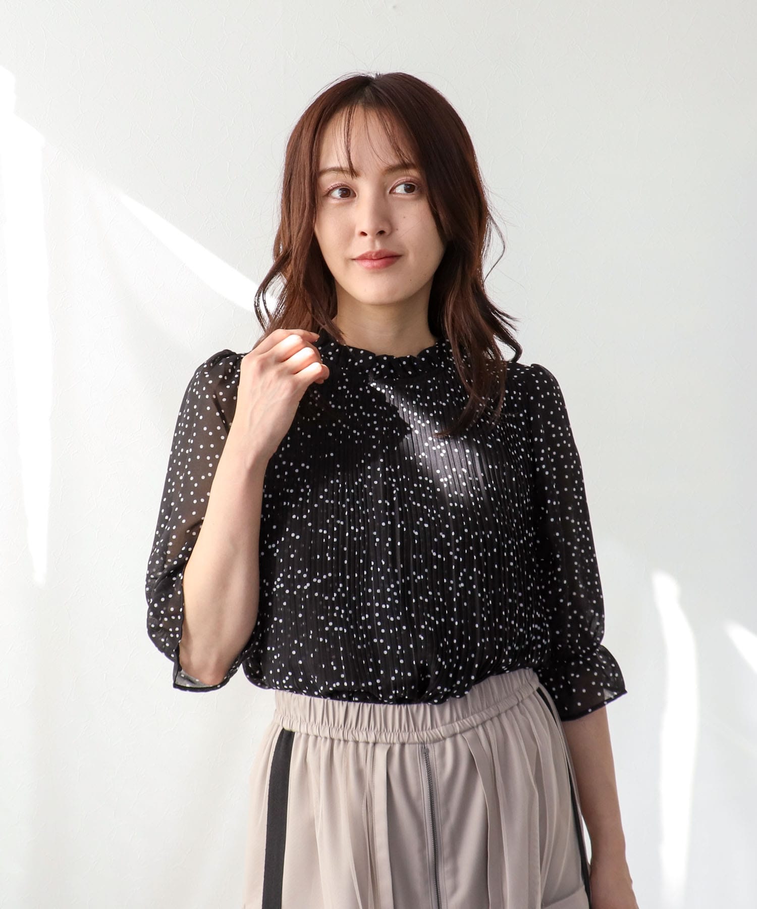 2WAYハーフスリーブブラウス