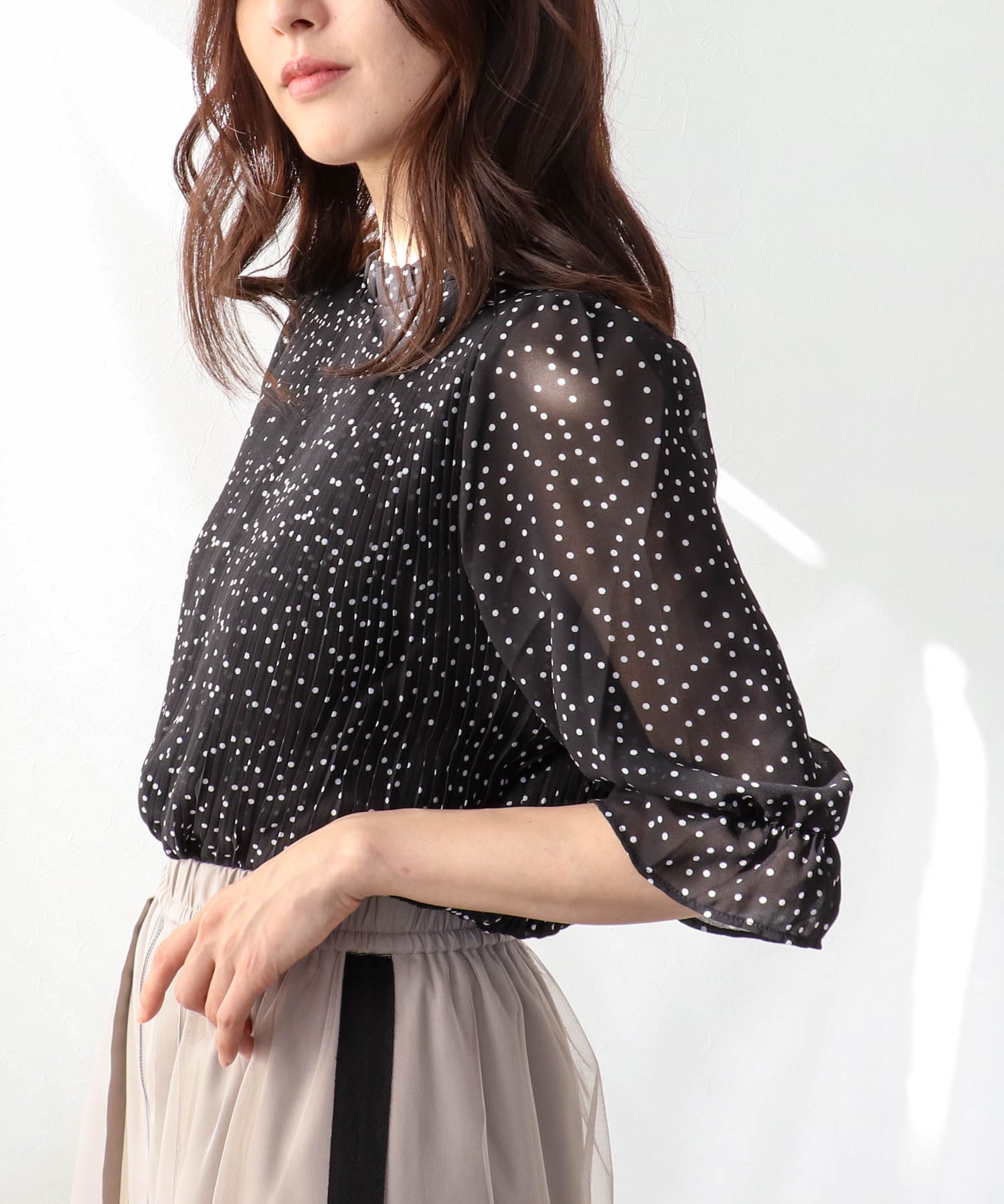 2WAYハーフスリーブブラウス