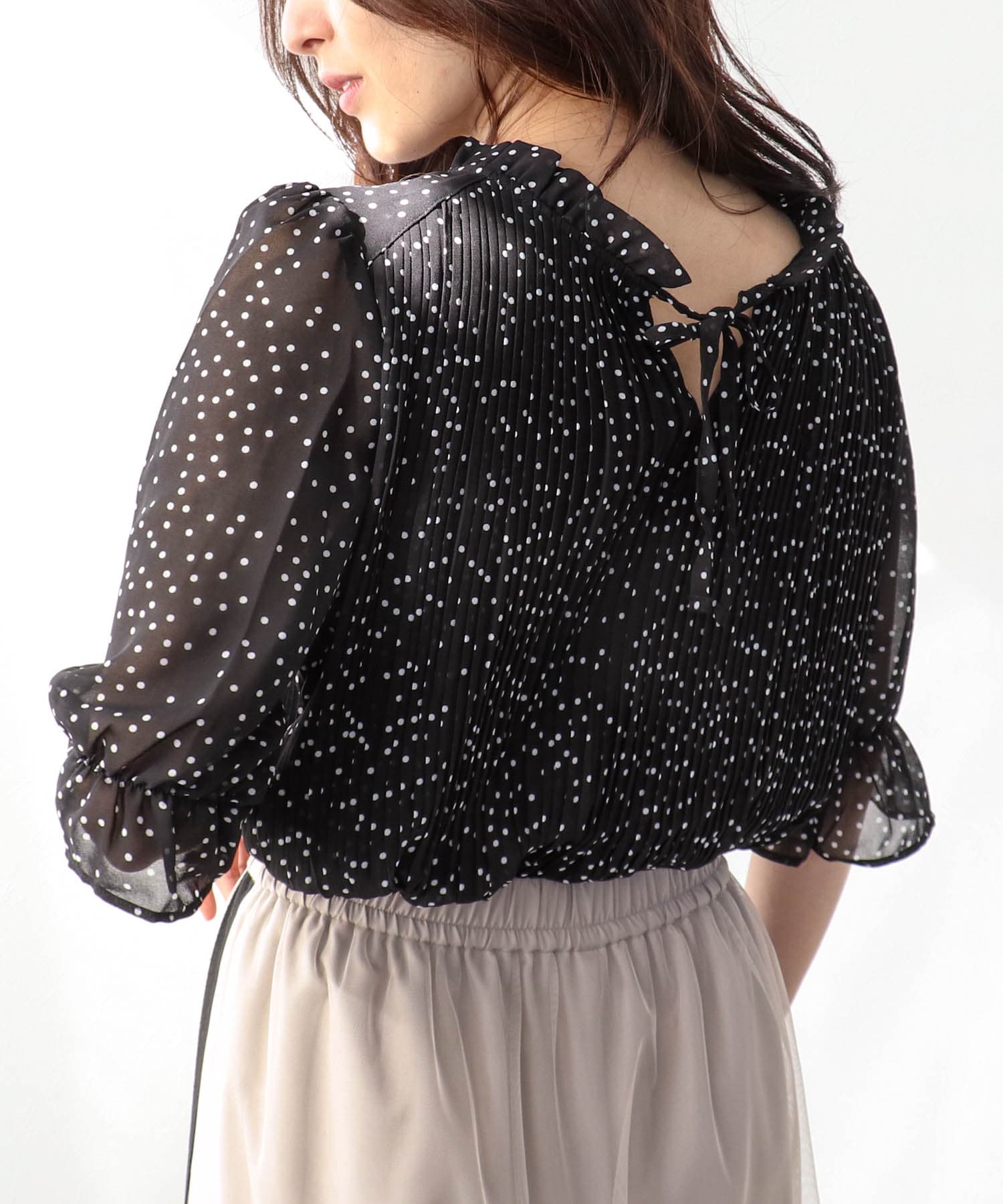 2WAYハーフスリーブブラウス