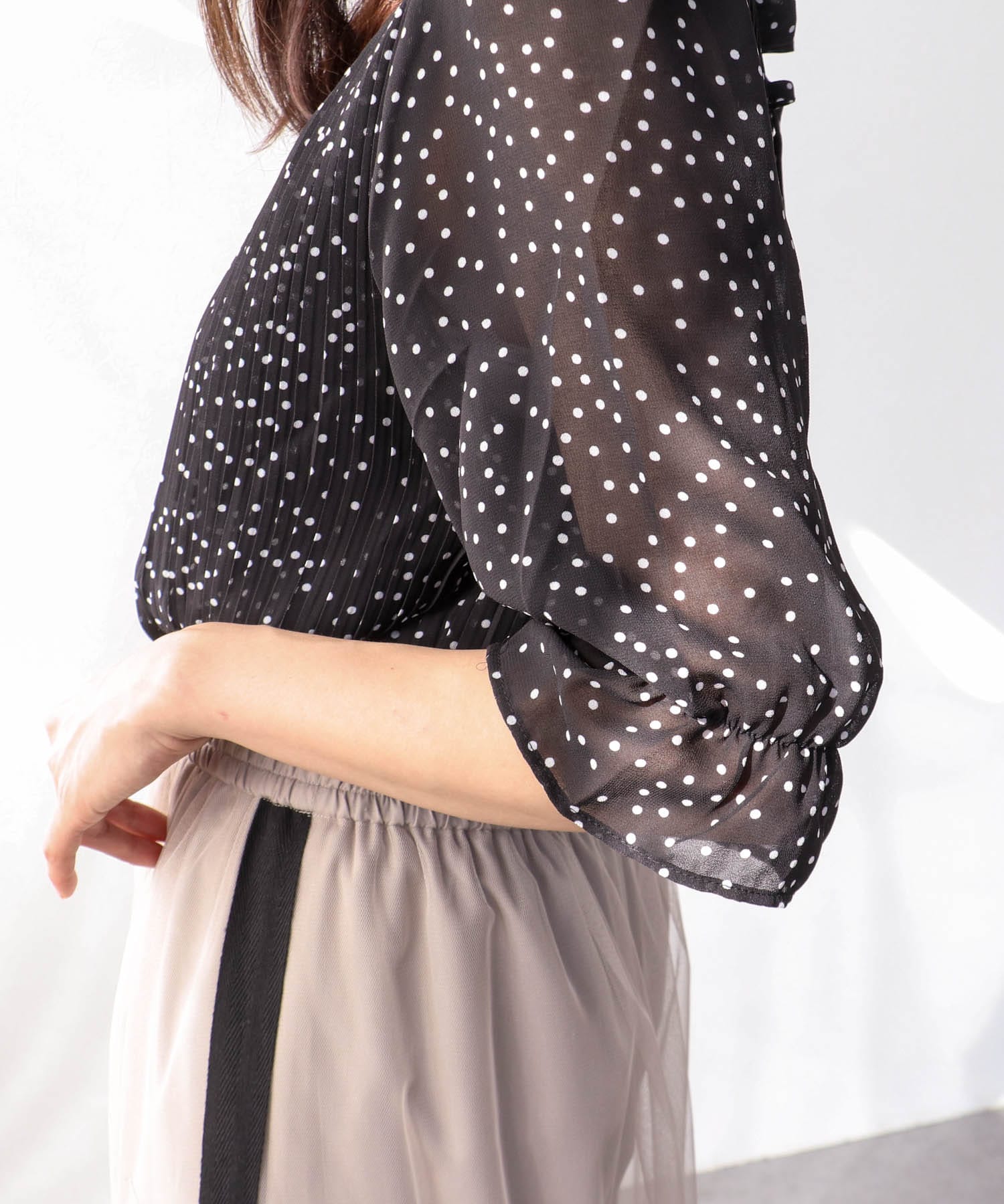 2WAYハーフスリーブブラウス