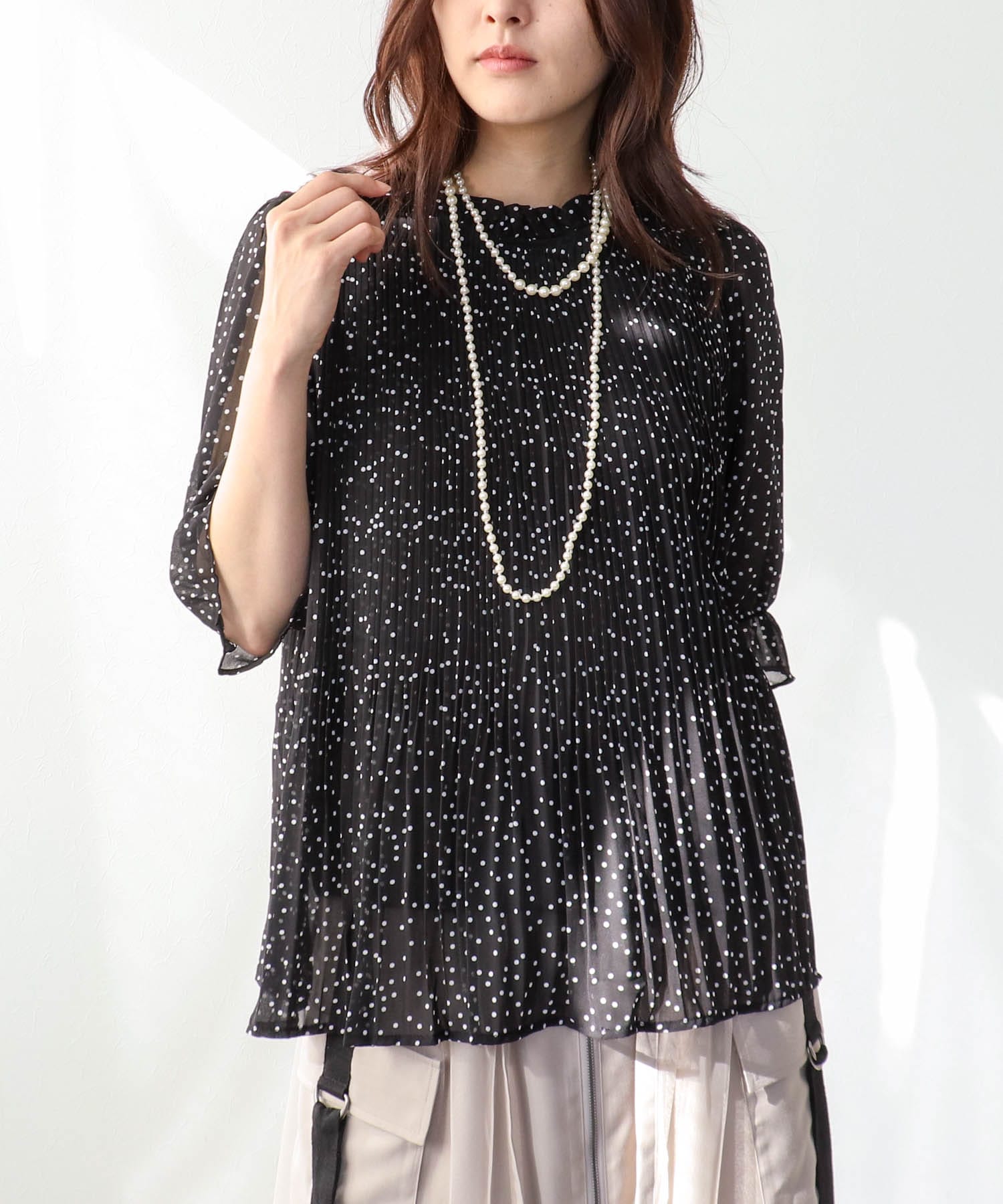 2WAYハーフスリーブブラウス