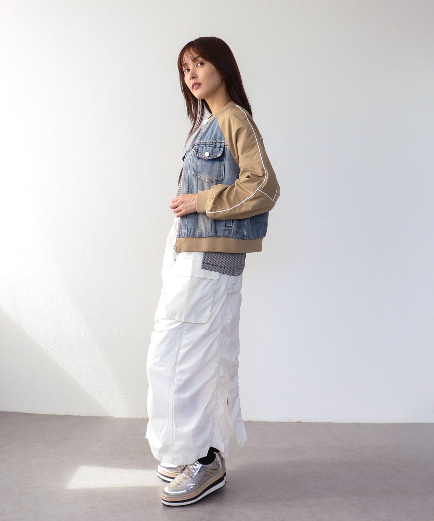 ナイロンデニムドッキングブルゾン