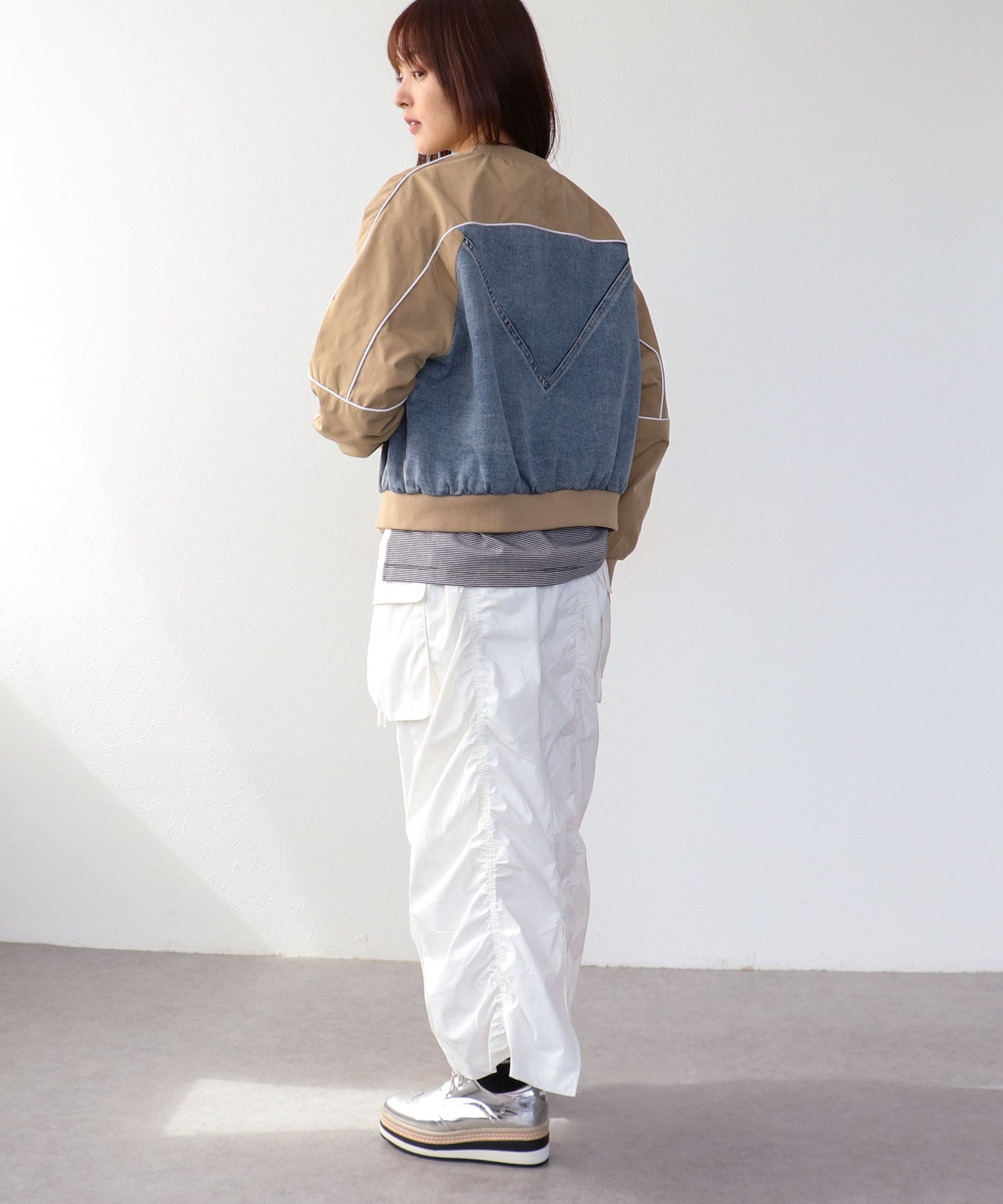 ナイロンデニムドッキングブルゾン