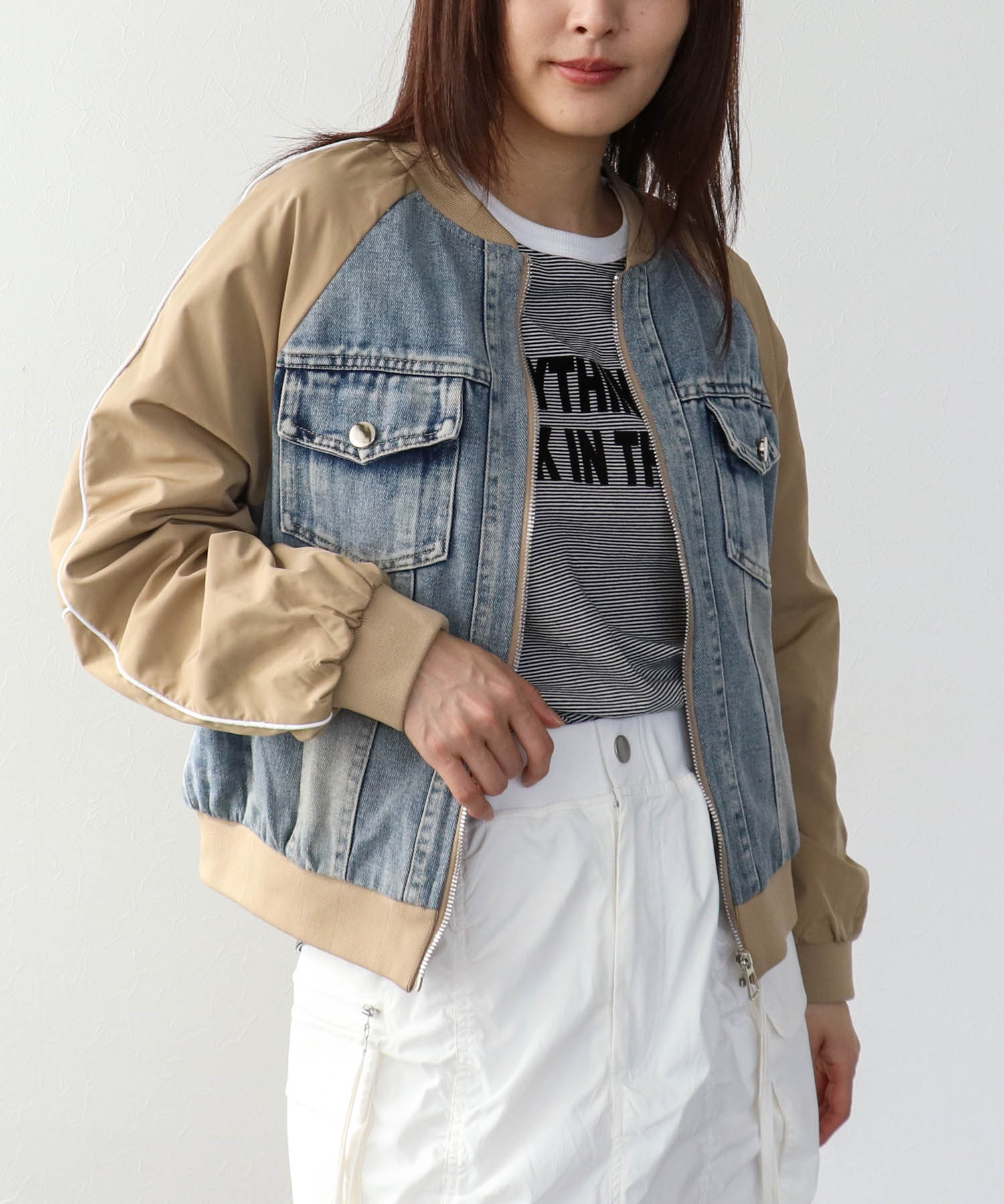 ナイロンデニムドッキングブルゾン
