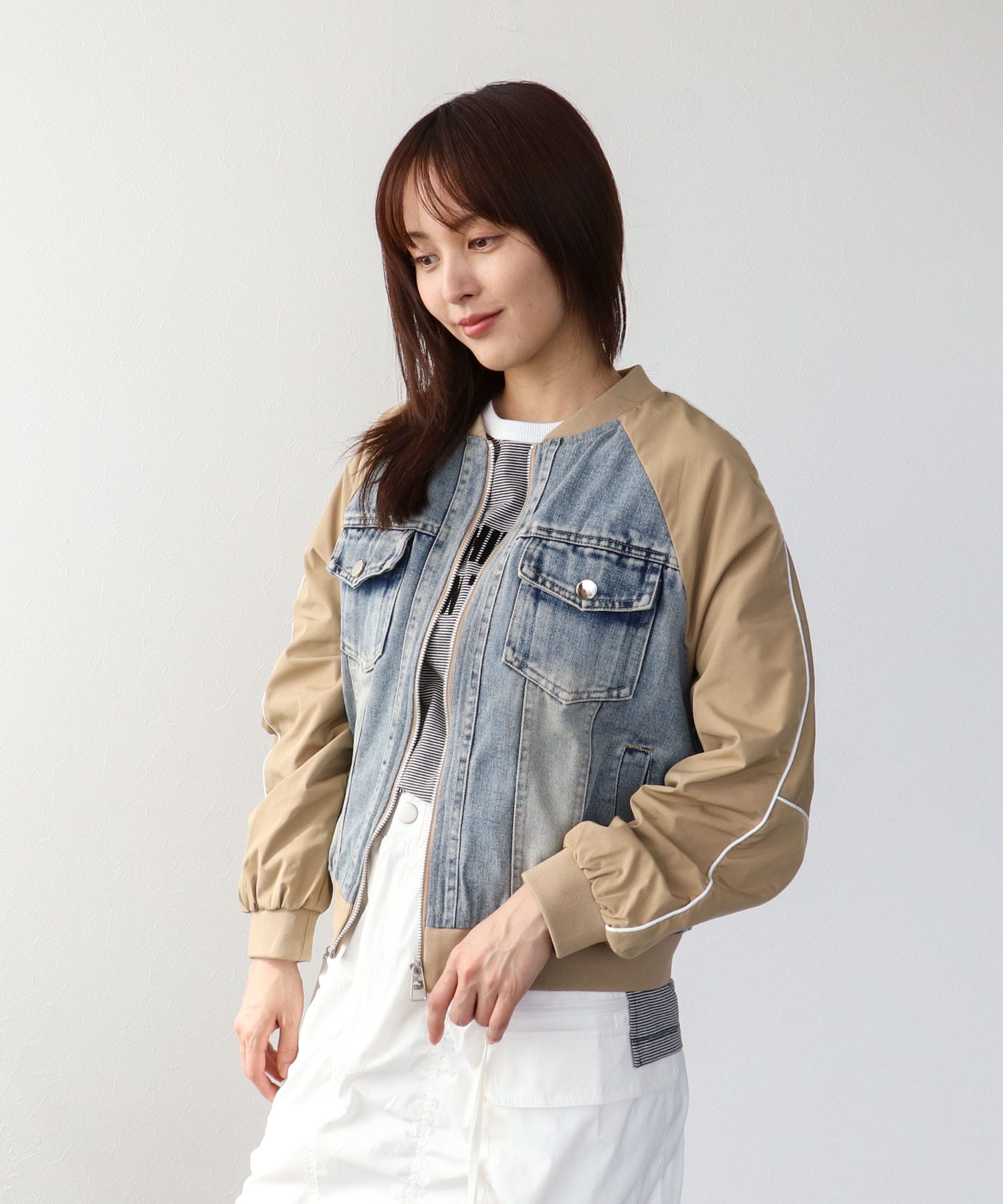 ナイロンデニムドッキングブルゾン