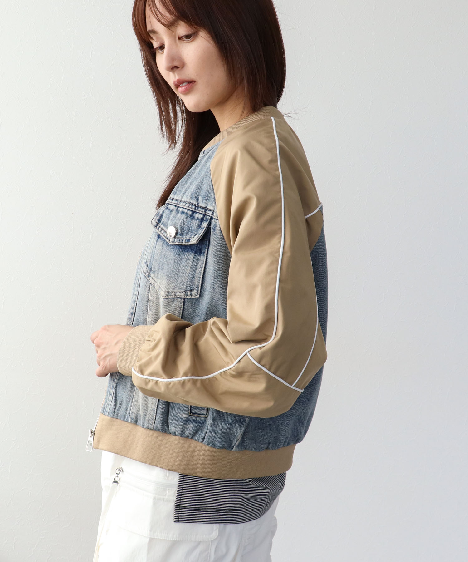 ナイロンデニムドッキングブルゾン
