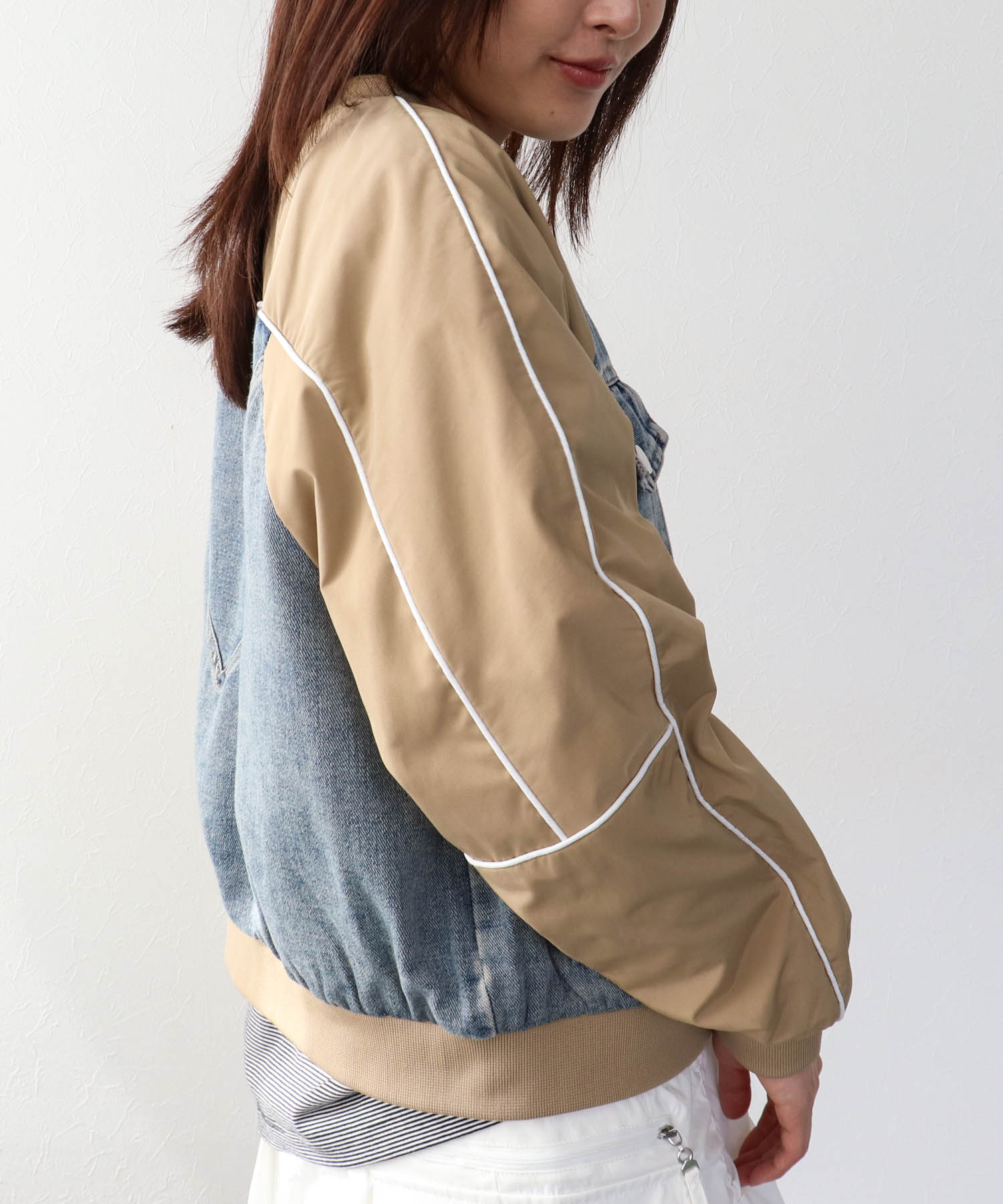 ナイロンデニムドッキングブルゾン