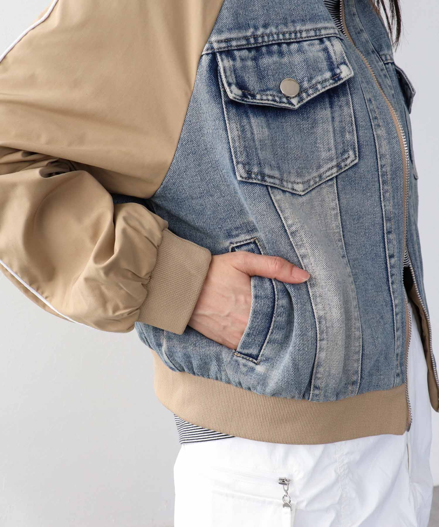 ナイロンデニムドッキングブルゾン