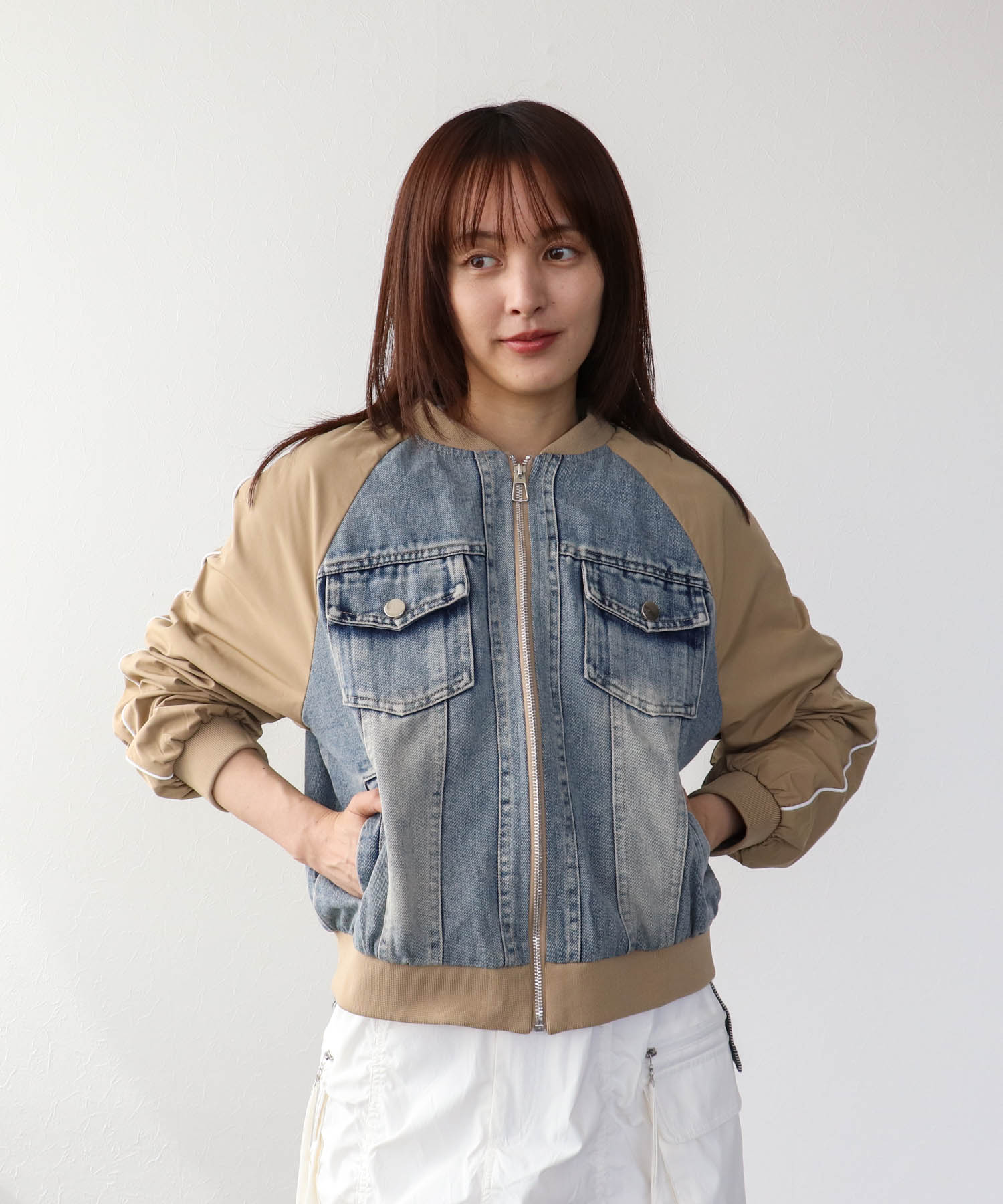 ナイロンデニムドッキングブルゾン