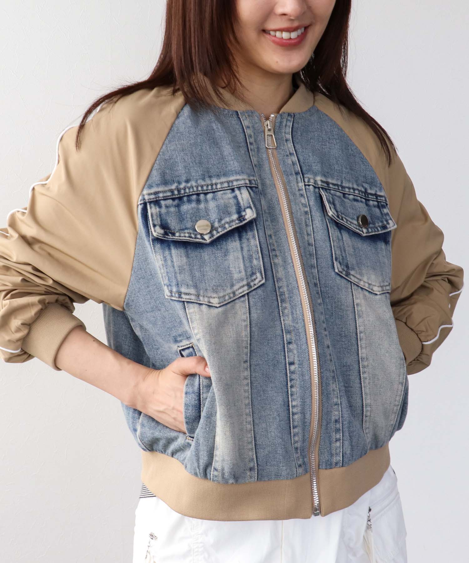 ナイロンデニムドッキングブルゾン