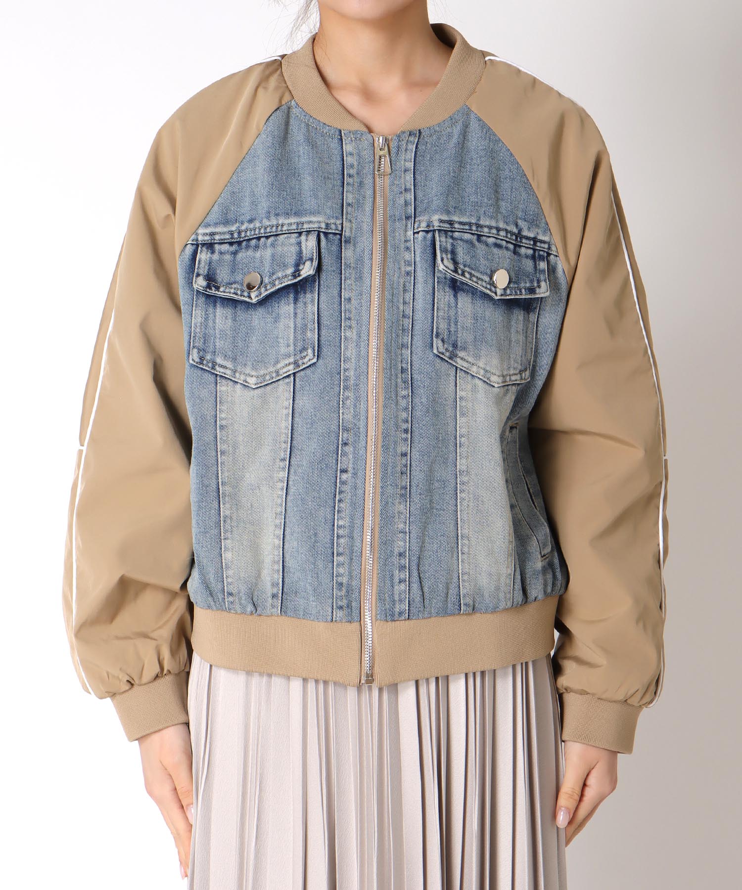 ナイロンデニムドッキングブルゾン